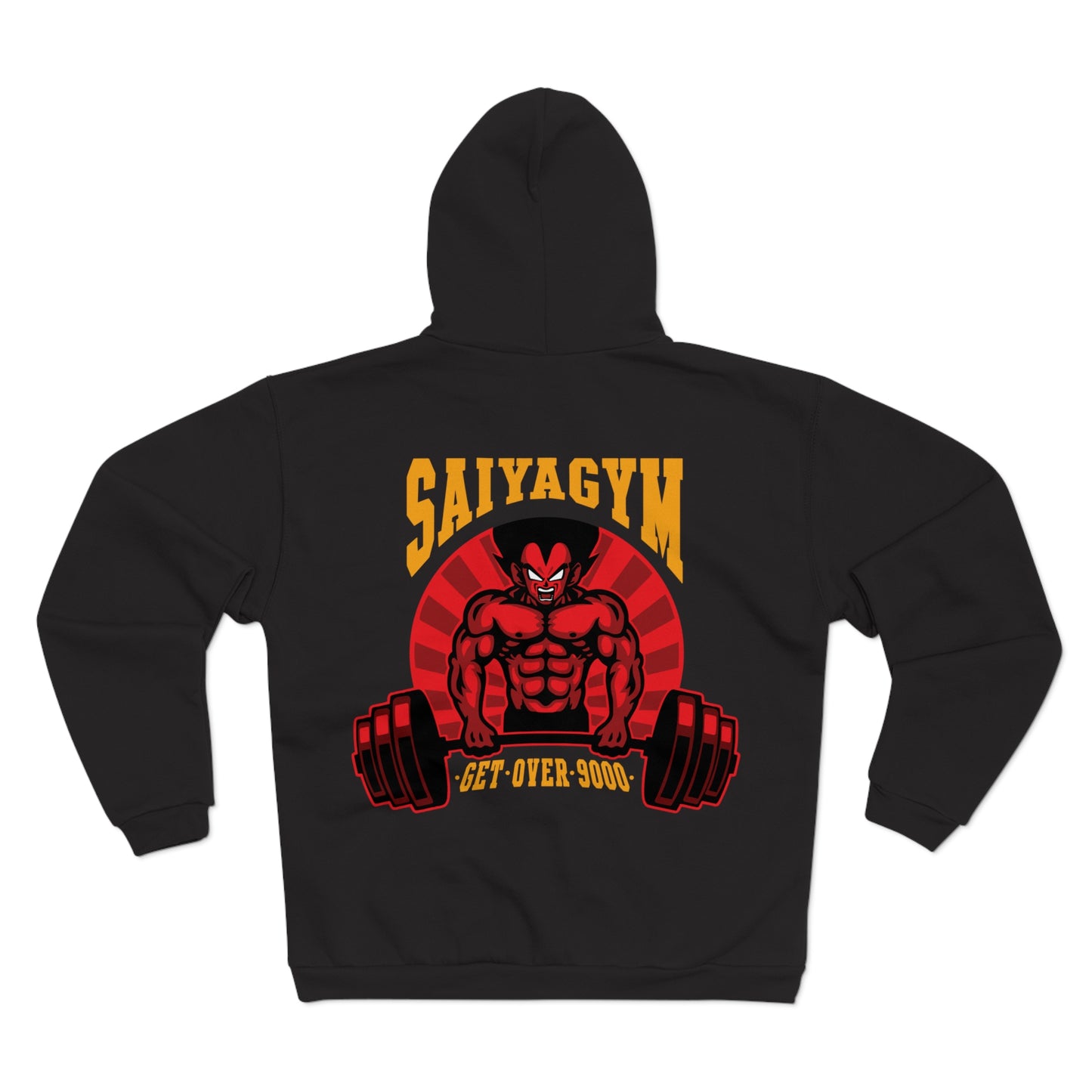SaiyaGym Unisex Hooded Zip Sweatshirt - Get Over 9000 Gym Motivation