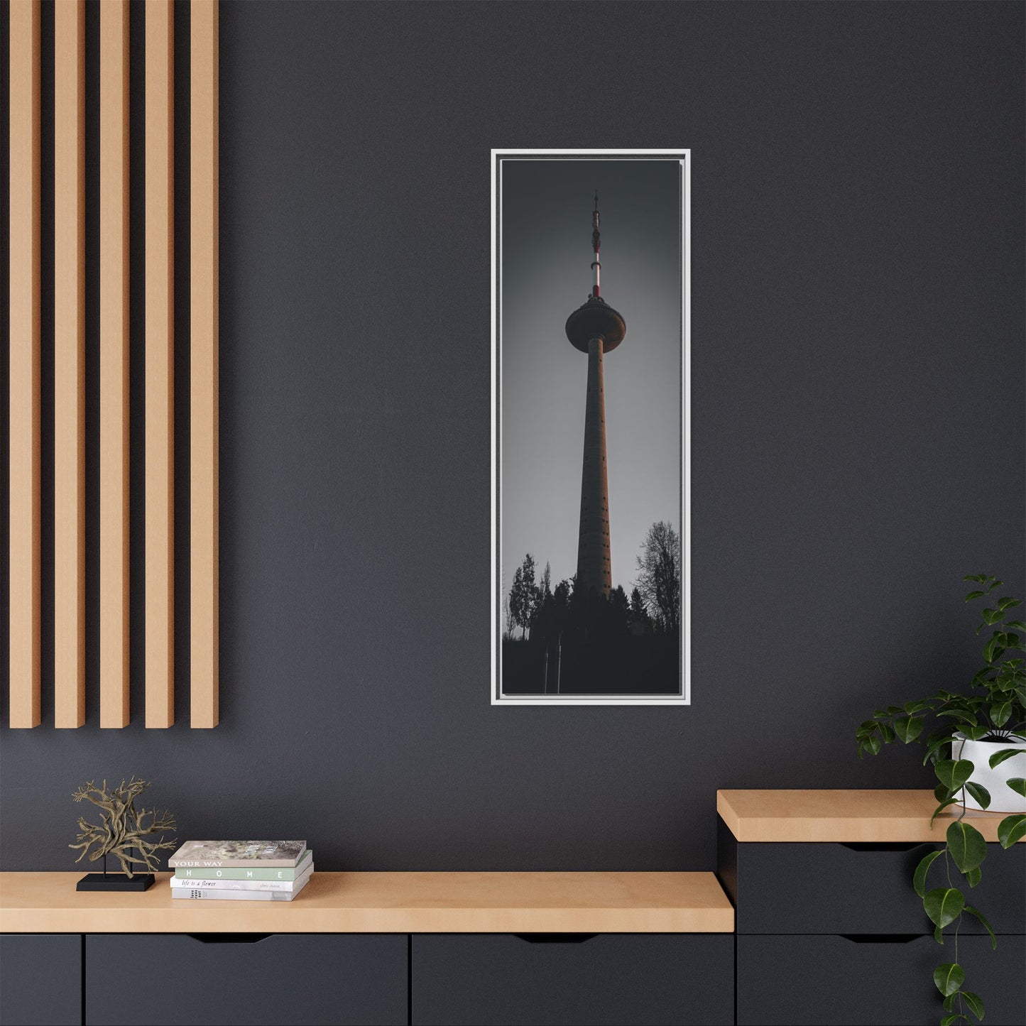 TV Tower Matte Canvas, Framed (Multi-color)