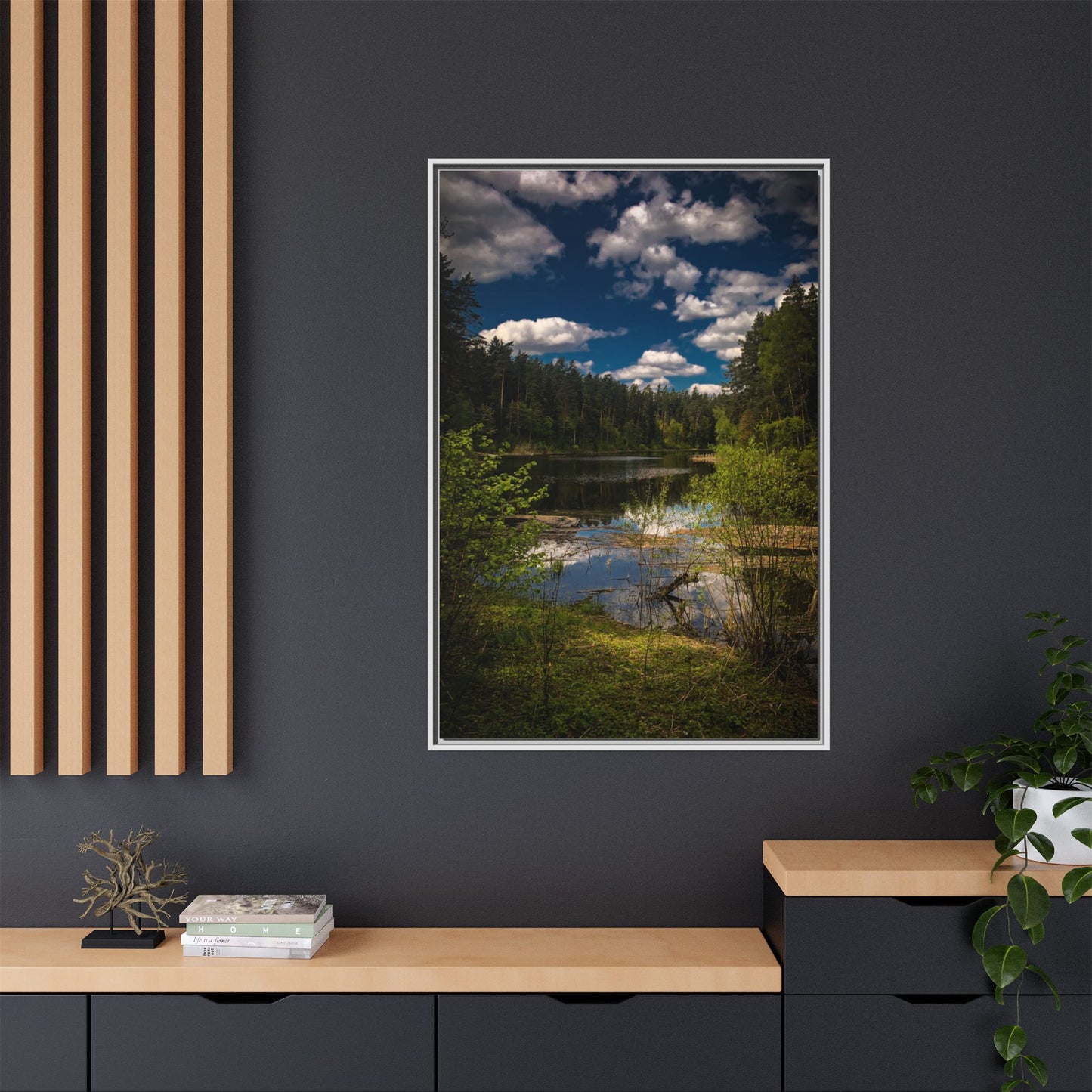 Vilnius Lake Matte Canvas, Framed (Multi-color)