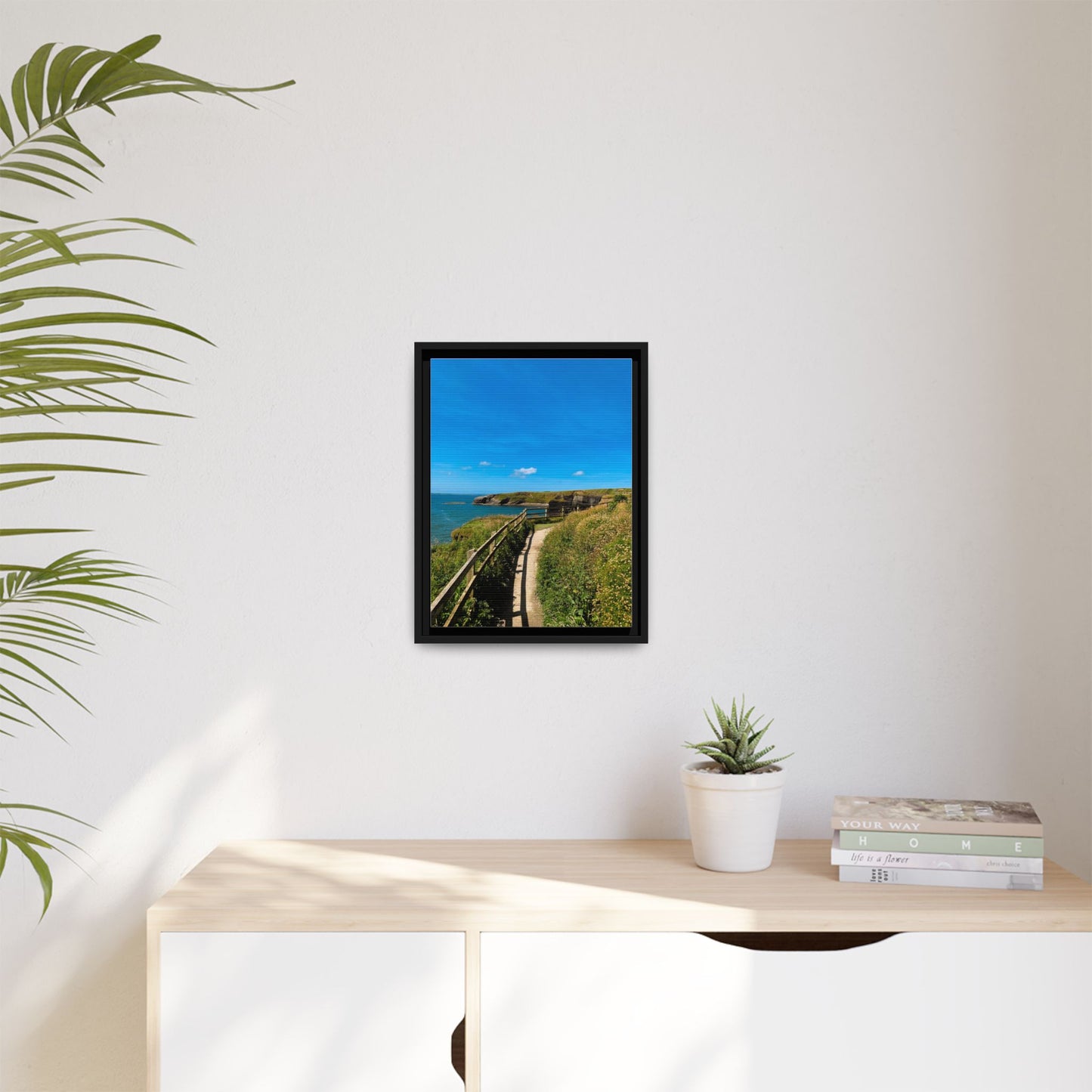 Cliff Trail Ballybunion Matte Canvas, Framed (Multi-color)