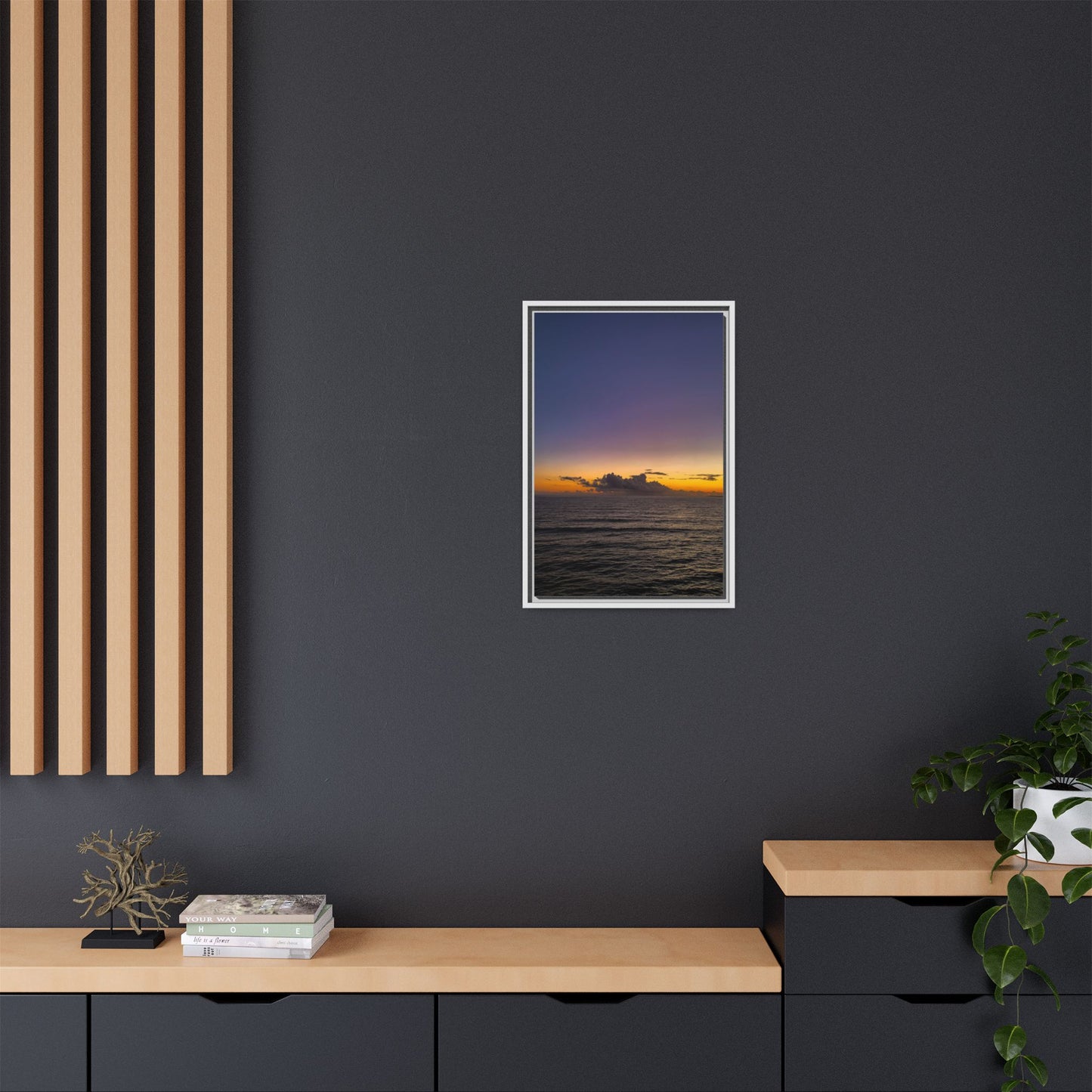 Sunset in Ocean 2 Matte Canvas, Framed (Multi-color)
