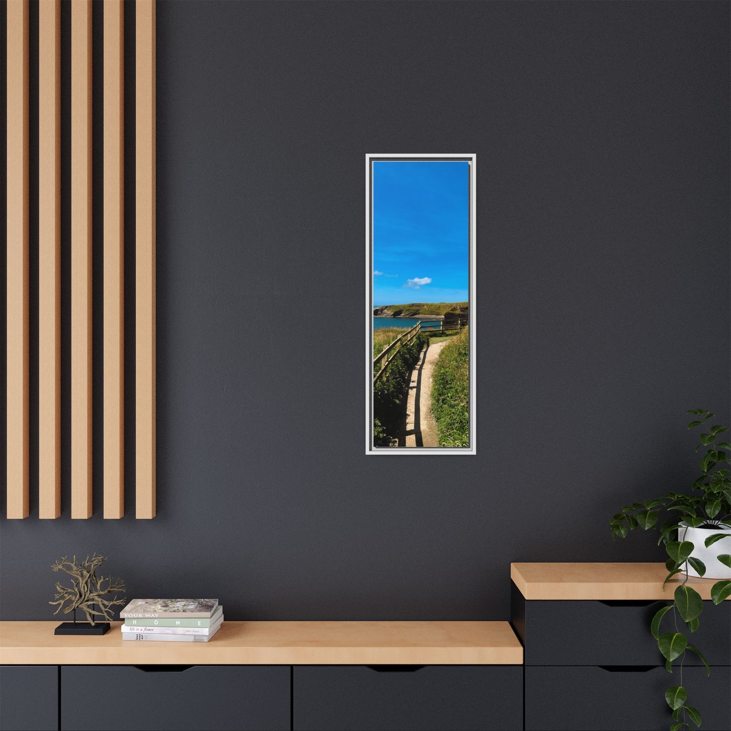 Cliff Trail Ballybunion Matte Canvas, Framed (Multi-color)