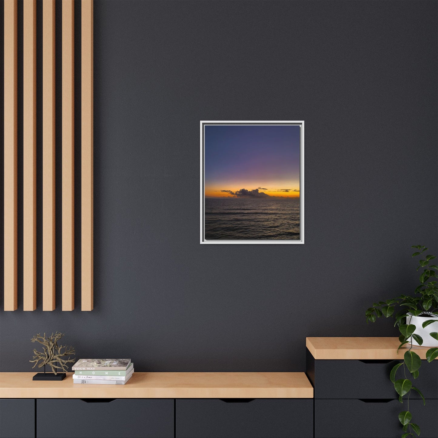 Sunset in Ocean 2 Matte Canvas, Framed (Multi-color)