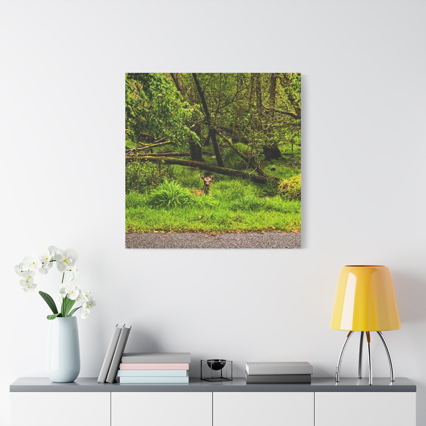 Deer in Ditch Matte Canvas, Stretched, 1.25"