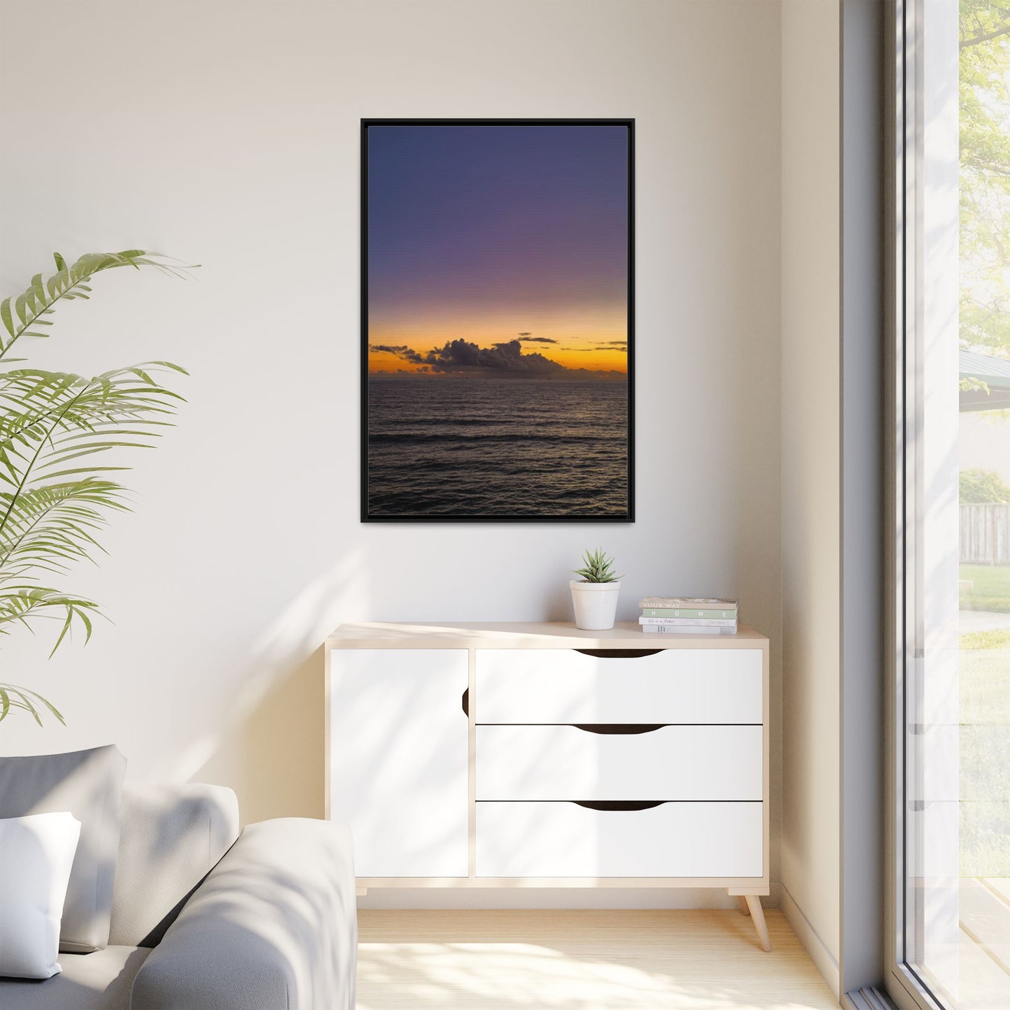 Sunset in Ocean 2 Matte Canvas, Framed (Multi-color)
