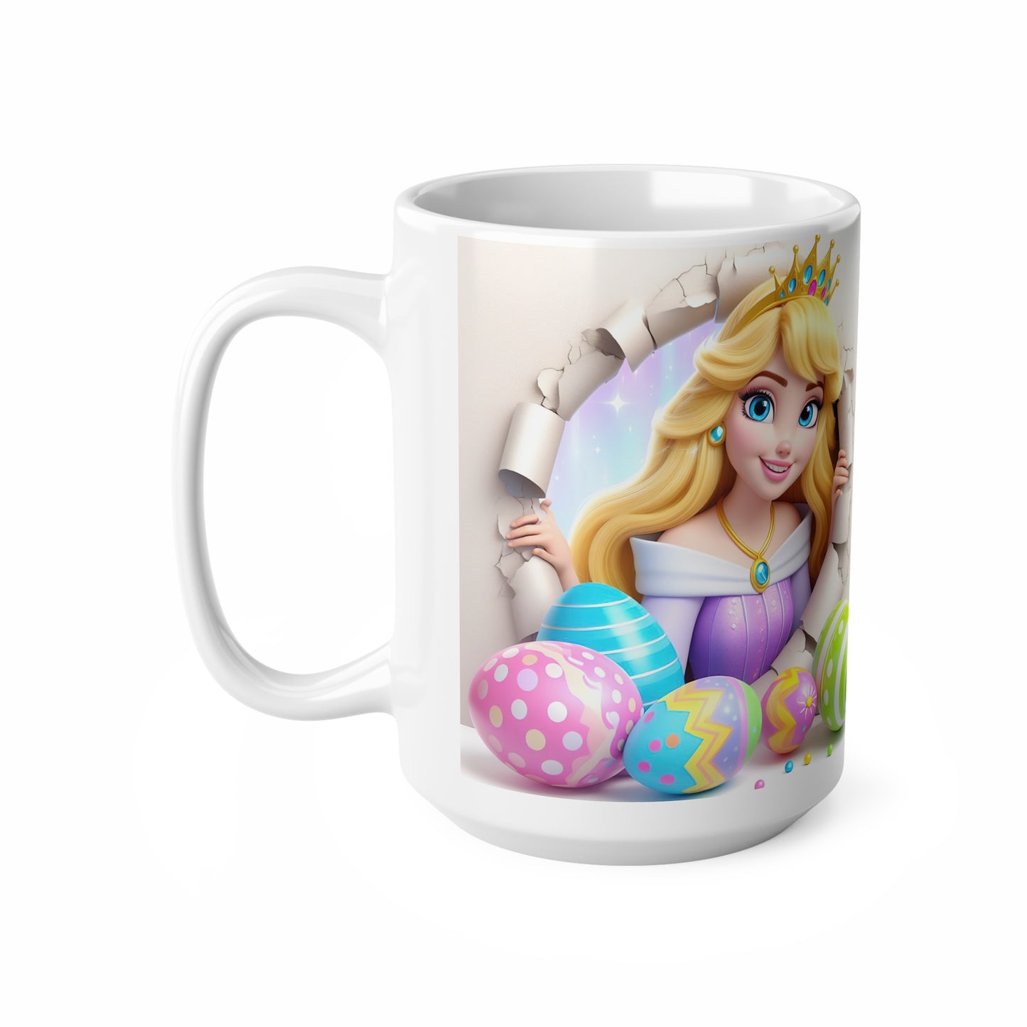 Princess Easter Ceramic Coffee Cup - 11oz & 15oz, Whimsical Design for Spring Celebrations