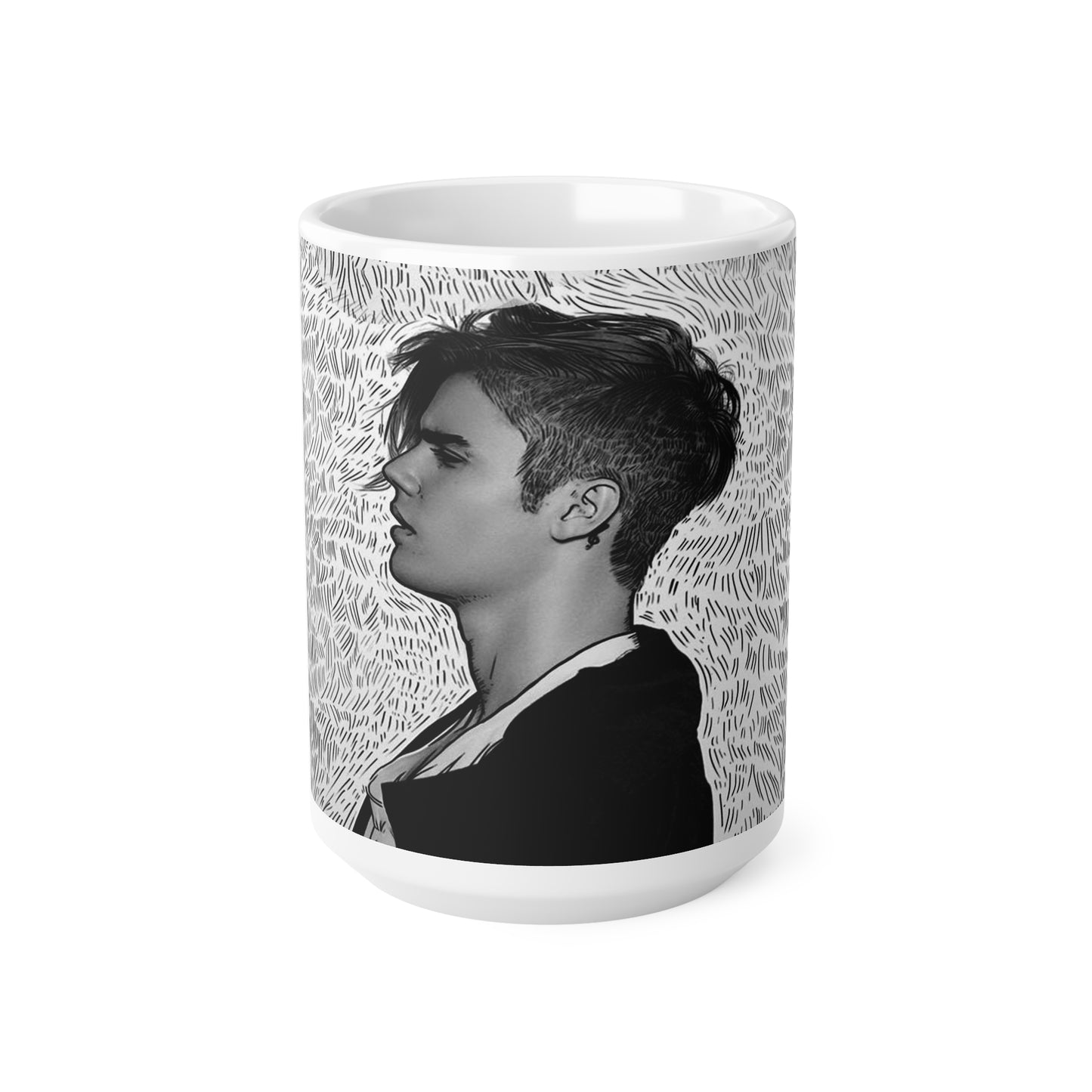 Stylish Ceramic Coffee Cup with Minimalist Black & White Design - 11oz & 15oz Sizes