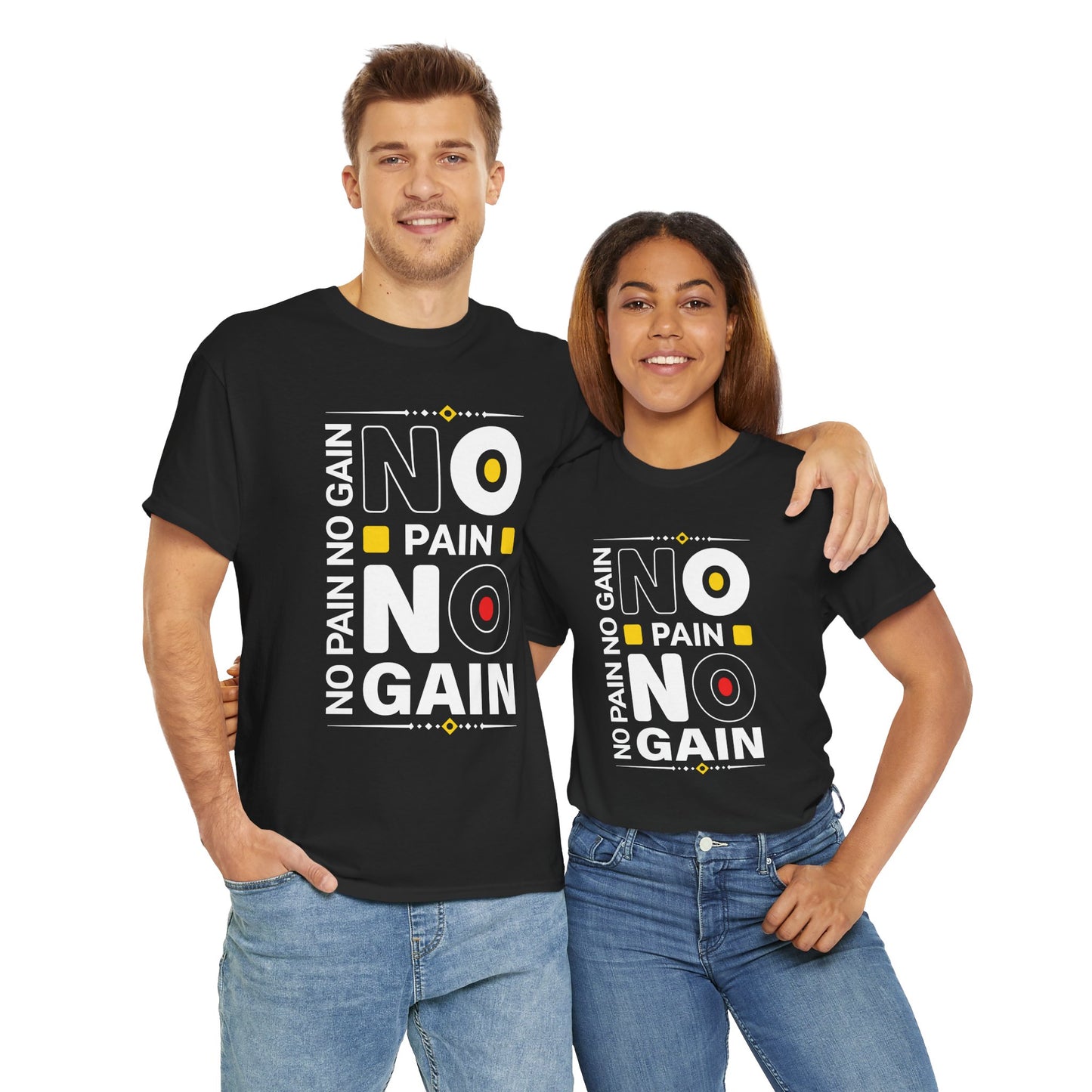 Motivational Fitness Tee - "No Pain No Gain" Unisex Heavy Cotton T-Shirt