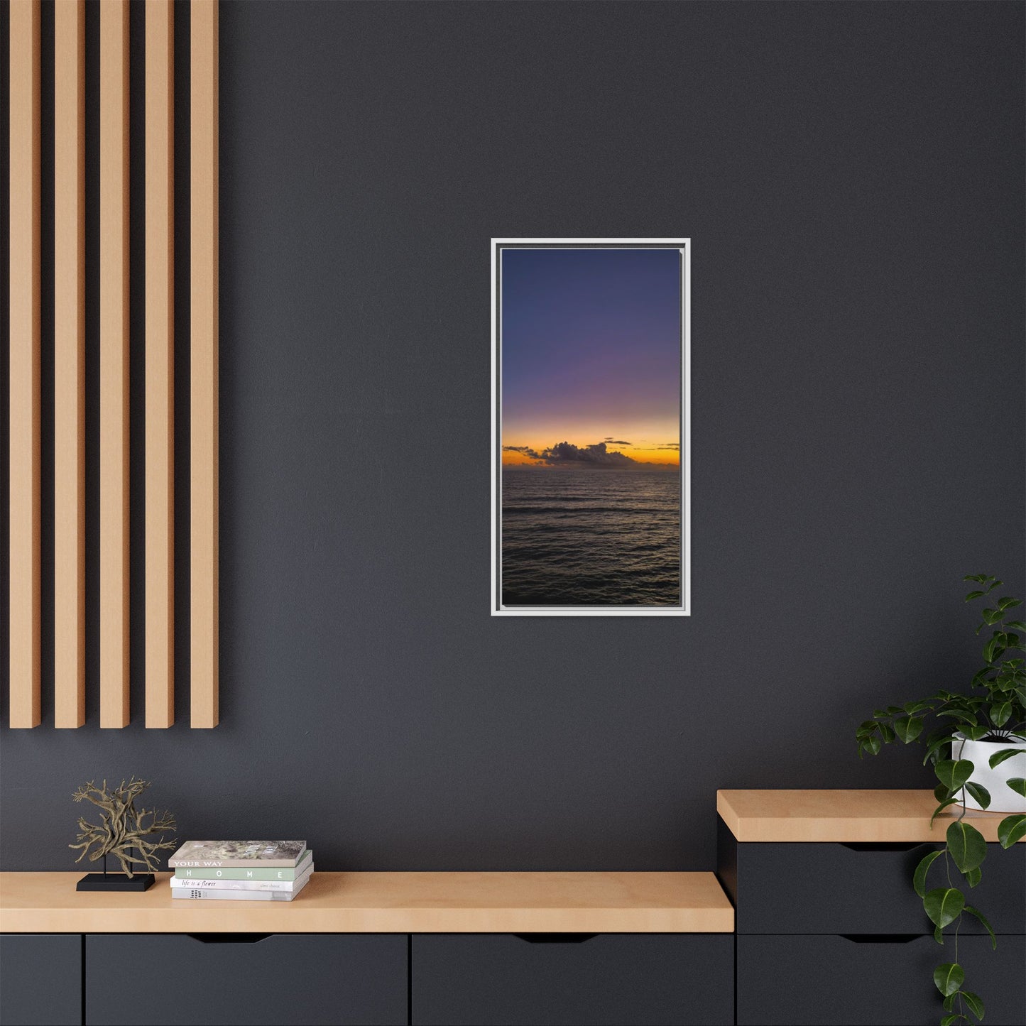 Sunset in Ocean 2 Matte Canvas, Framed (Multi-color)