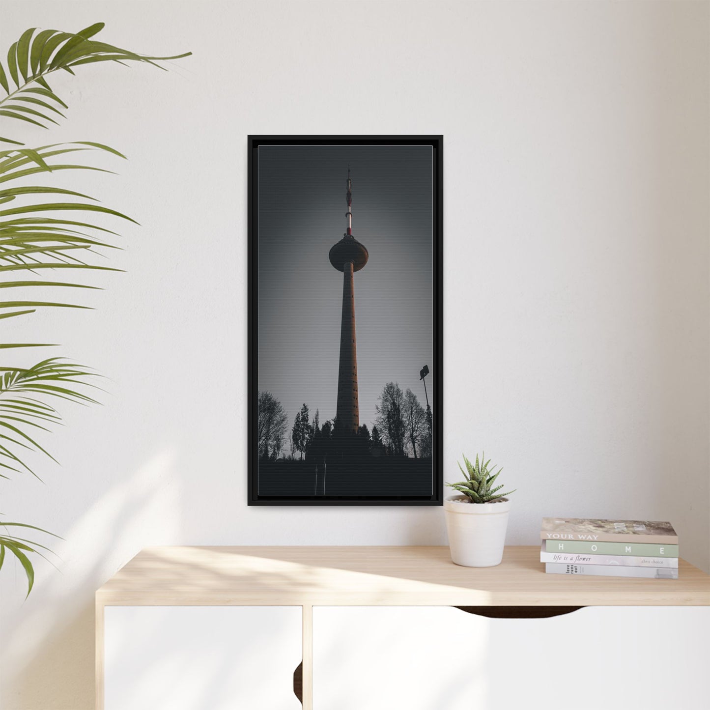 TV Tower Matte Canvas, Framed (Multi-color)