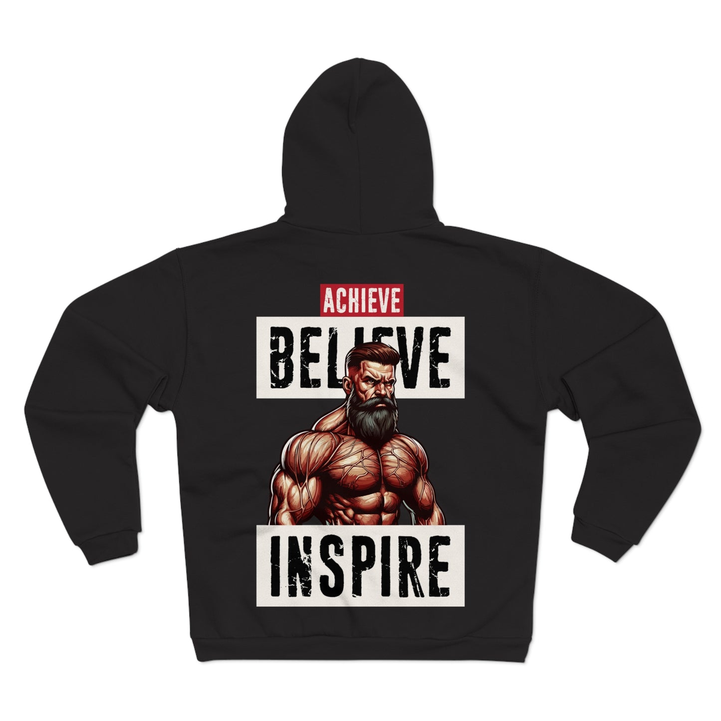 Achieve Believe Inspire Unisex Hooded Zip Sweatshirt - Motivational Fitness Apparel