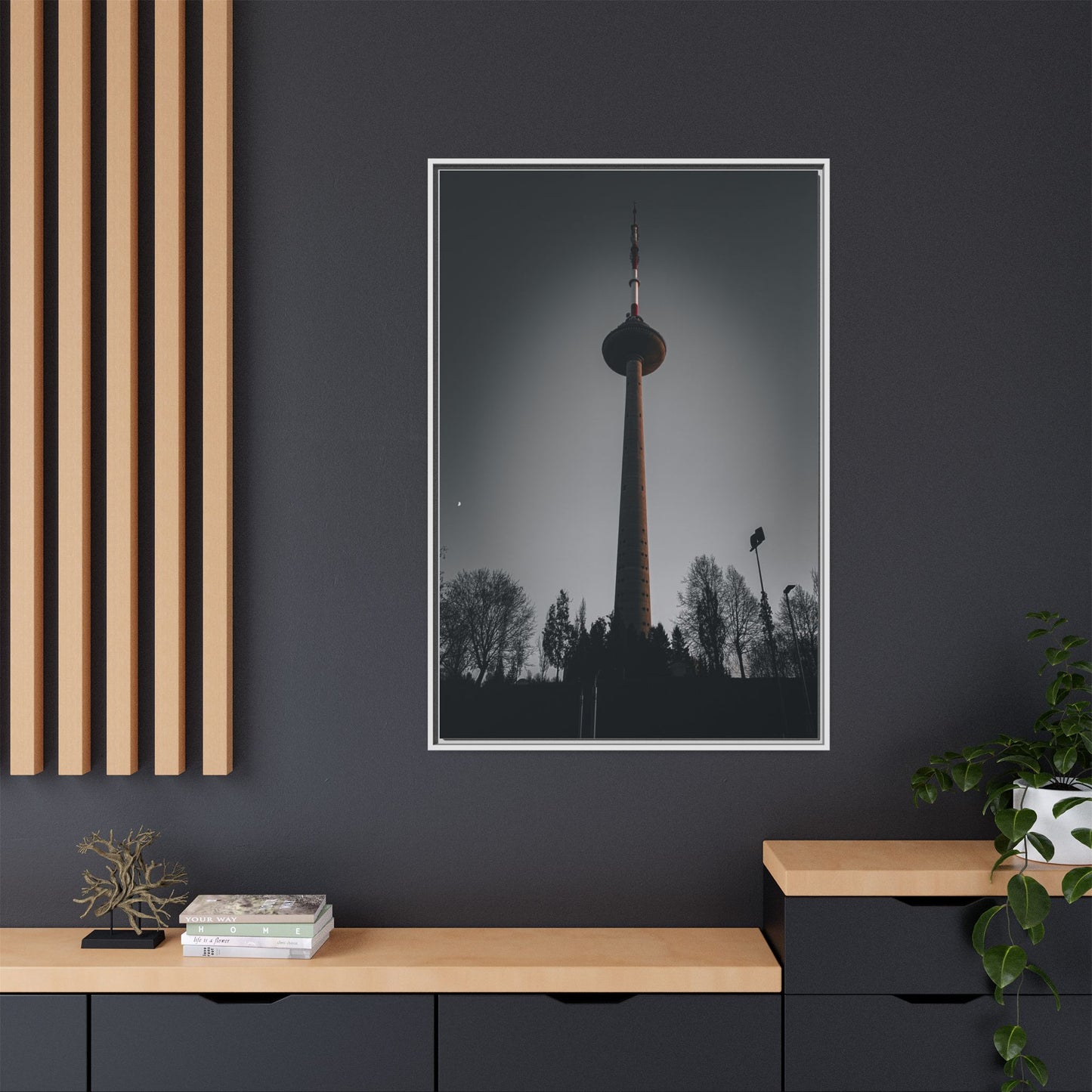 TV Tower Matte Canvas, Framed (Multi-color)