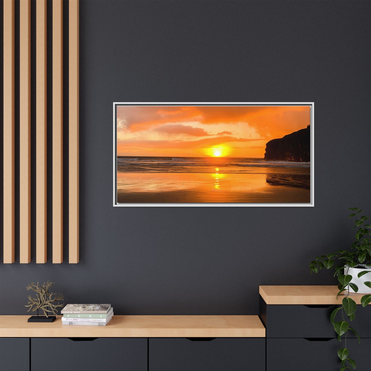 Sunset in Ballybunion Matte Canvas, Framed (Multi-color)