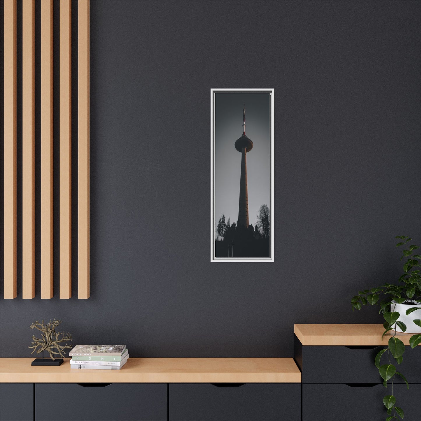 TV Tower Matte Canvas, Framed (Multi-color)