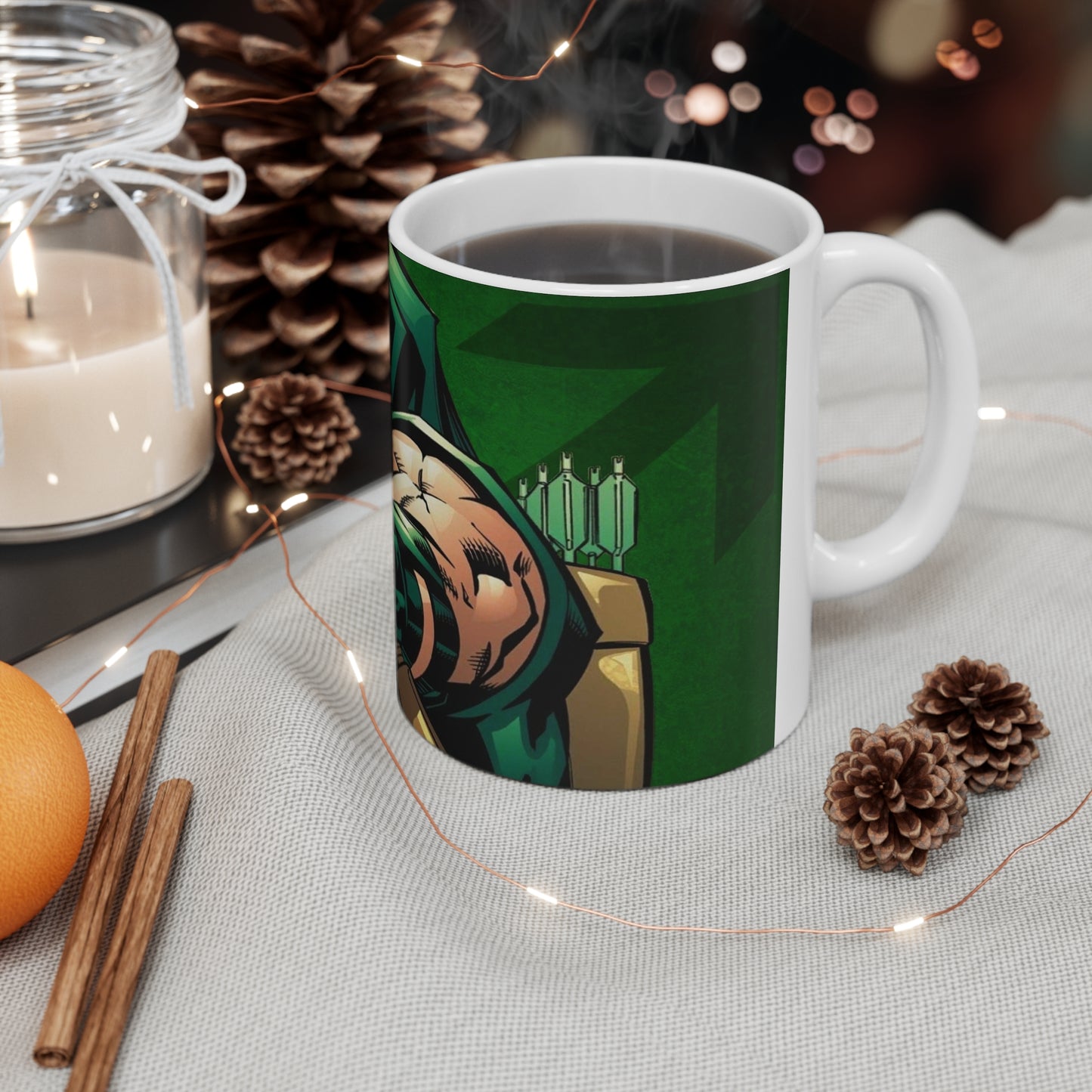 Green Arrow Ceramic Coffee Mug - 11oz & 15oz - Perfect for Comic Fans