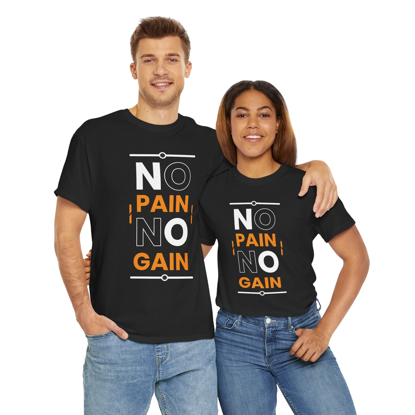 Motivational Fitness Tee - No Pain No Gain Unisex Heavy Cotton T-Shirt