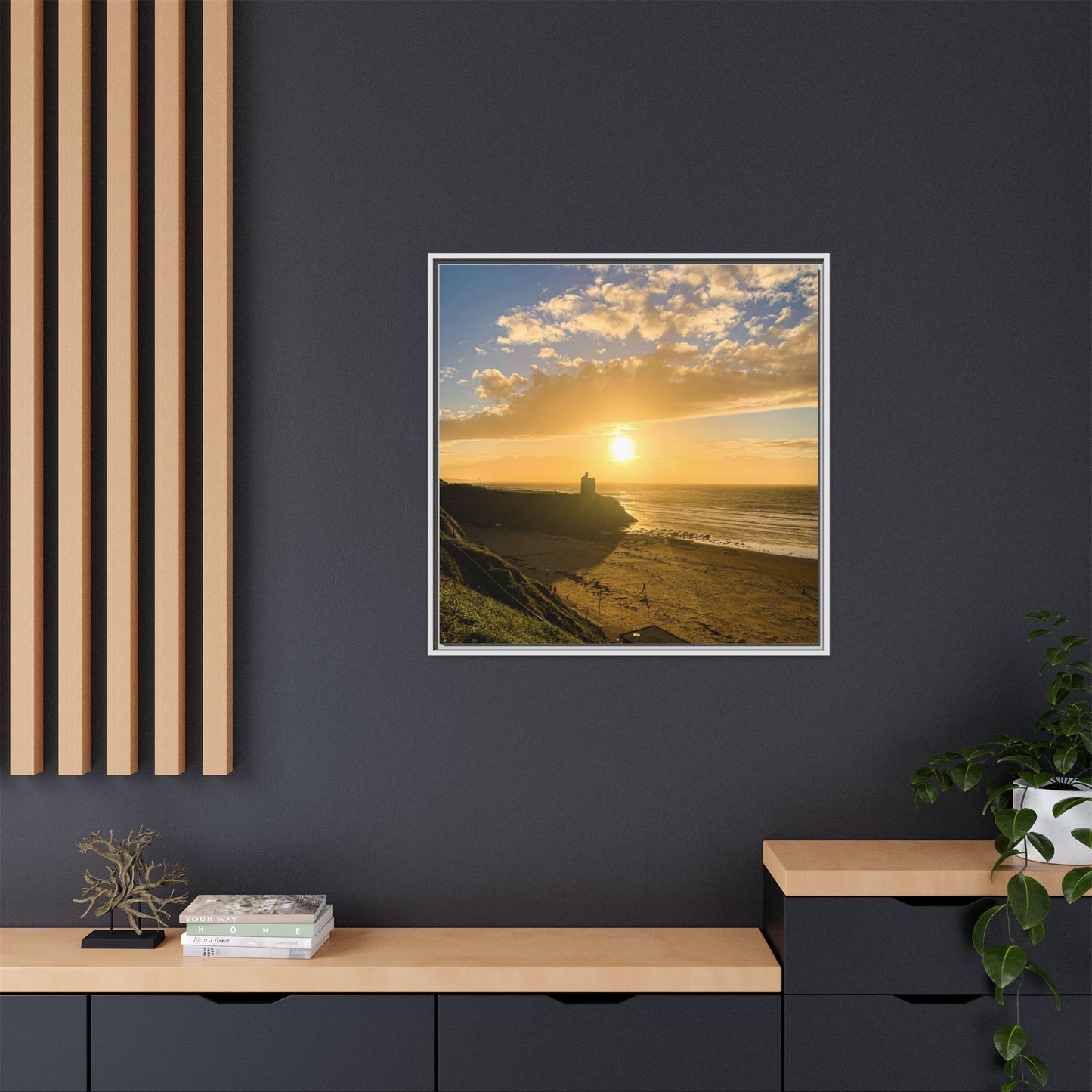 Ballybunion Sunset Castle Matte Canvas, Framed (Multi-color)