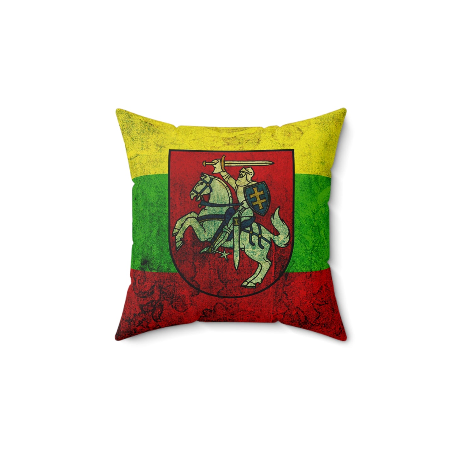 Vibrant Lithuanian Flag Pillow - Cozy Square Cushion for Home Décor