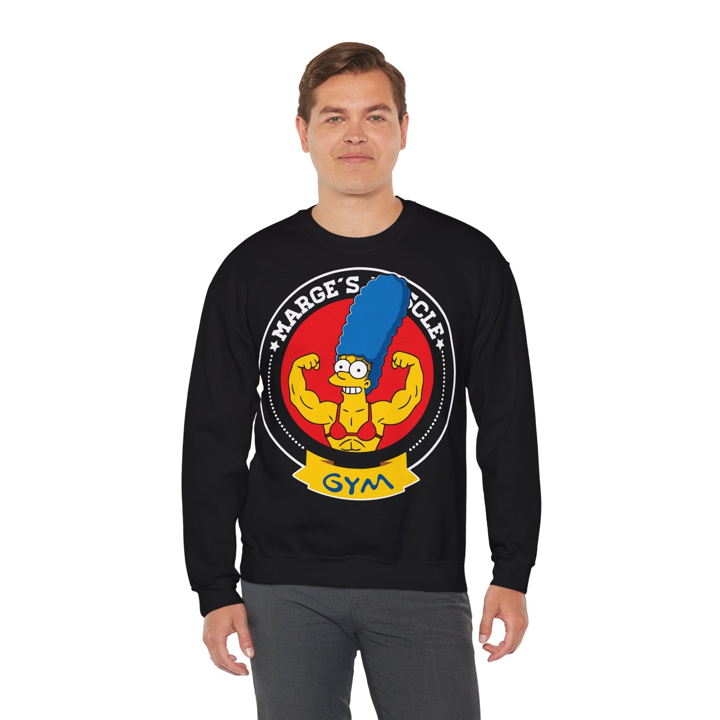 Marge's Muscle Gym Unisex Heavy Blend™ Crewneck Sweatshirt - Funny Sweatshirt for Fitness Enthusiasts Black