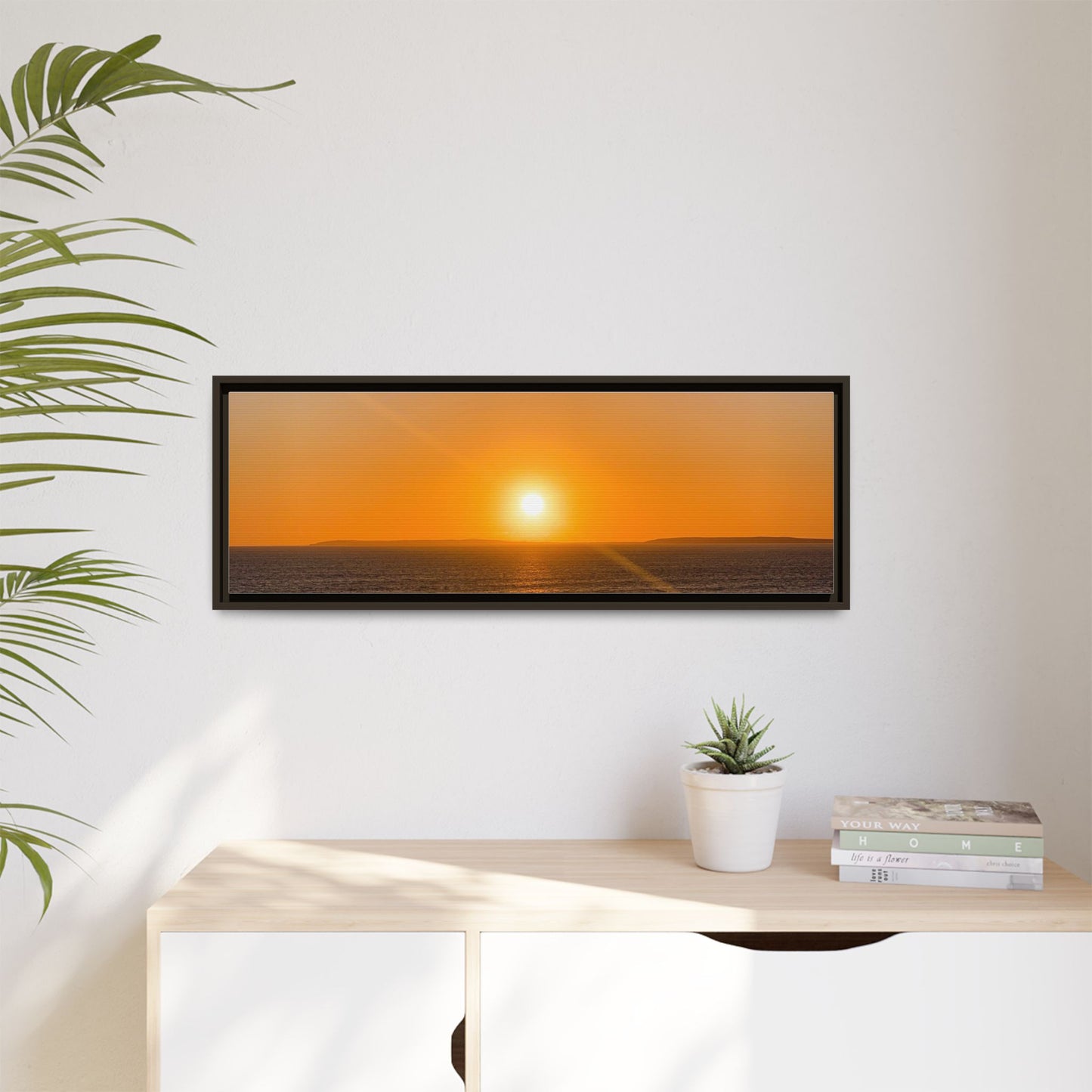Sunset in Ocean Matte Canvas, Framed (Multi-color)
