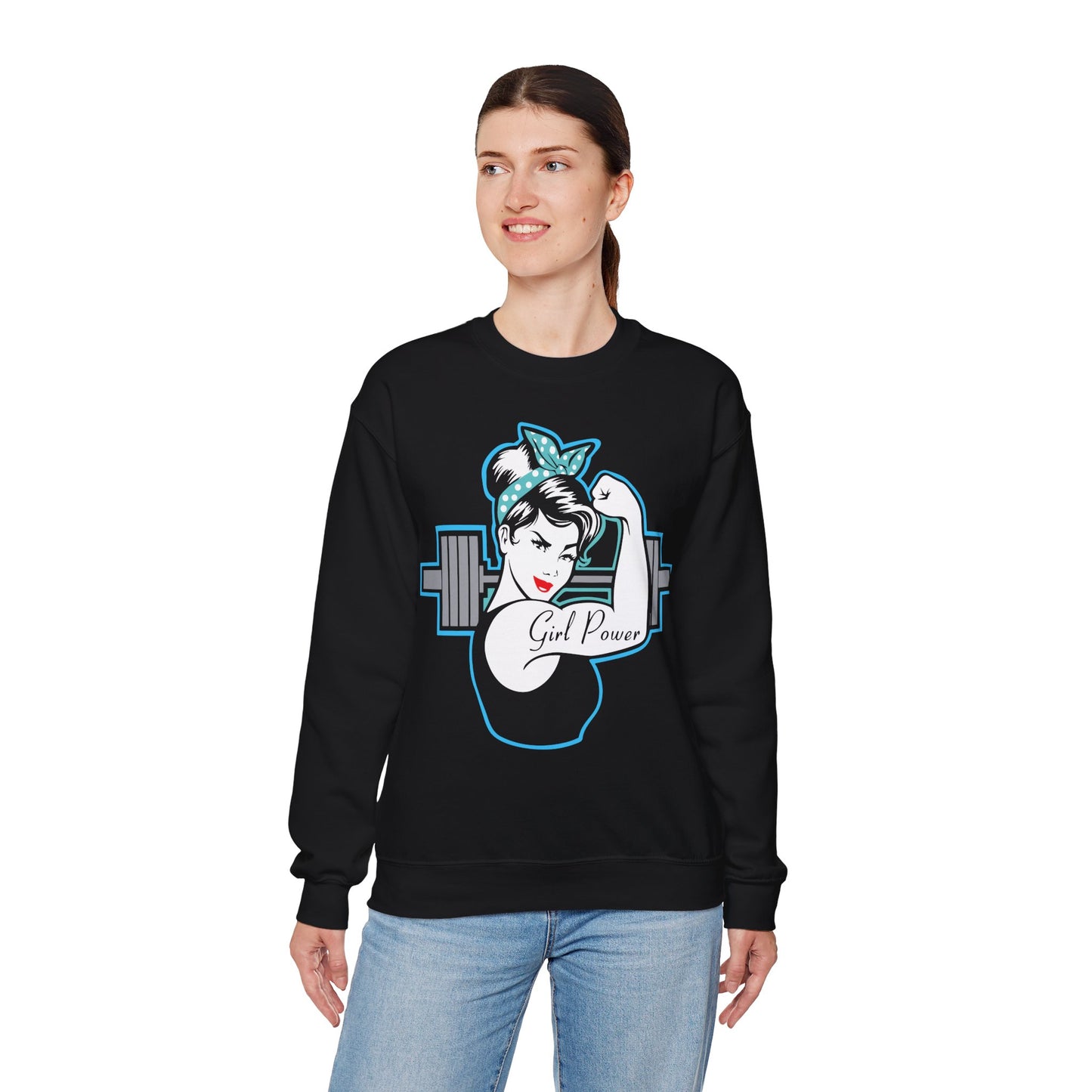 Girl Power Unisex Heavy Blend™ Sweatshirt - Strong & Stylish Gym Apparel Black