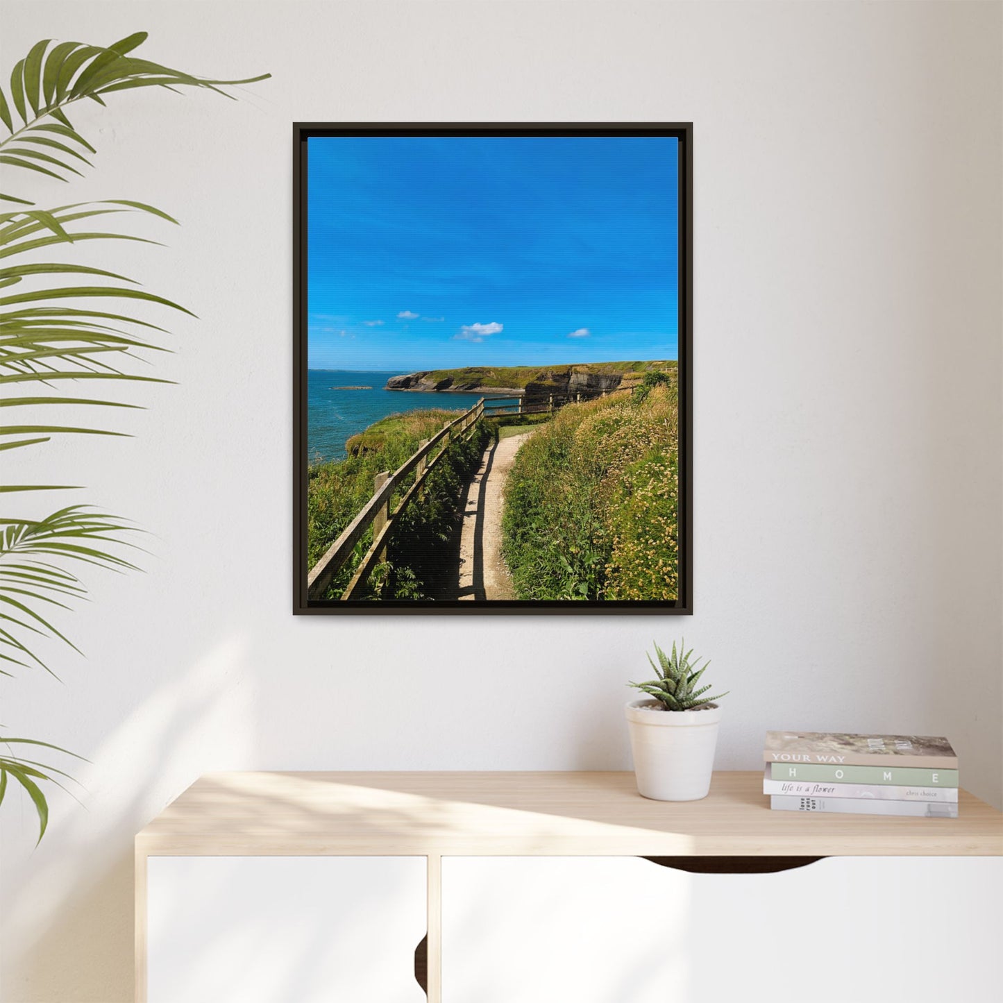 Cliff Trail Ballybunion Matte Canvas, Framed (Multi-color)