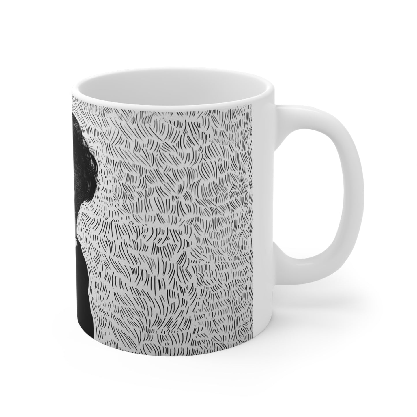 Stylish Ceramic Coffee Cup with Minimalist Black & White Design - 11oz & 15oz Sizes