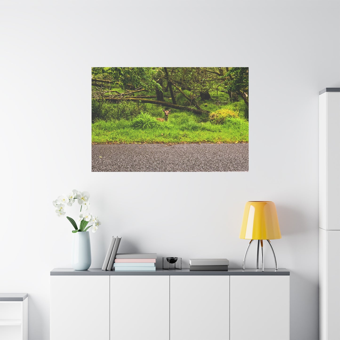 Deer in Ditch Matte Canvas, Stretched, 1.25"