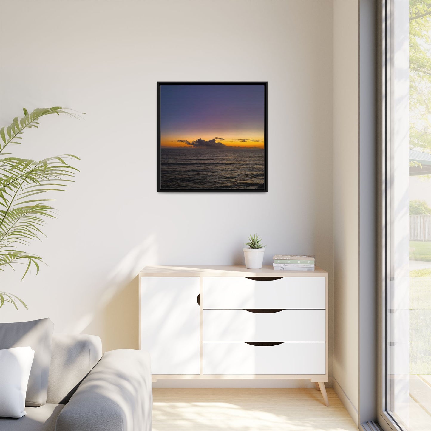 Sunset in Ocean 2 Matte Canvas, Framed (Multi-color)