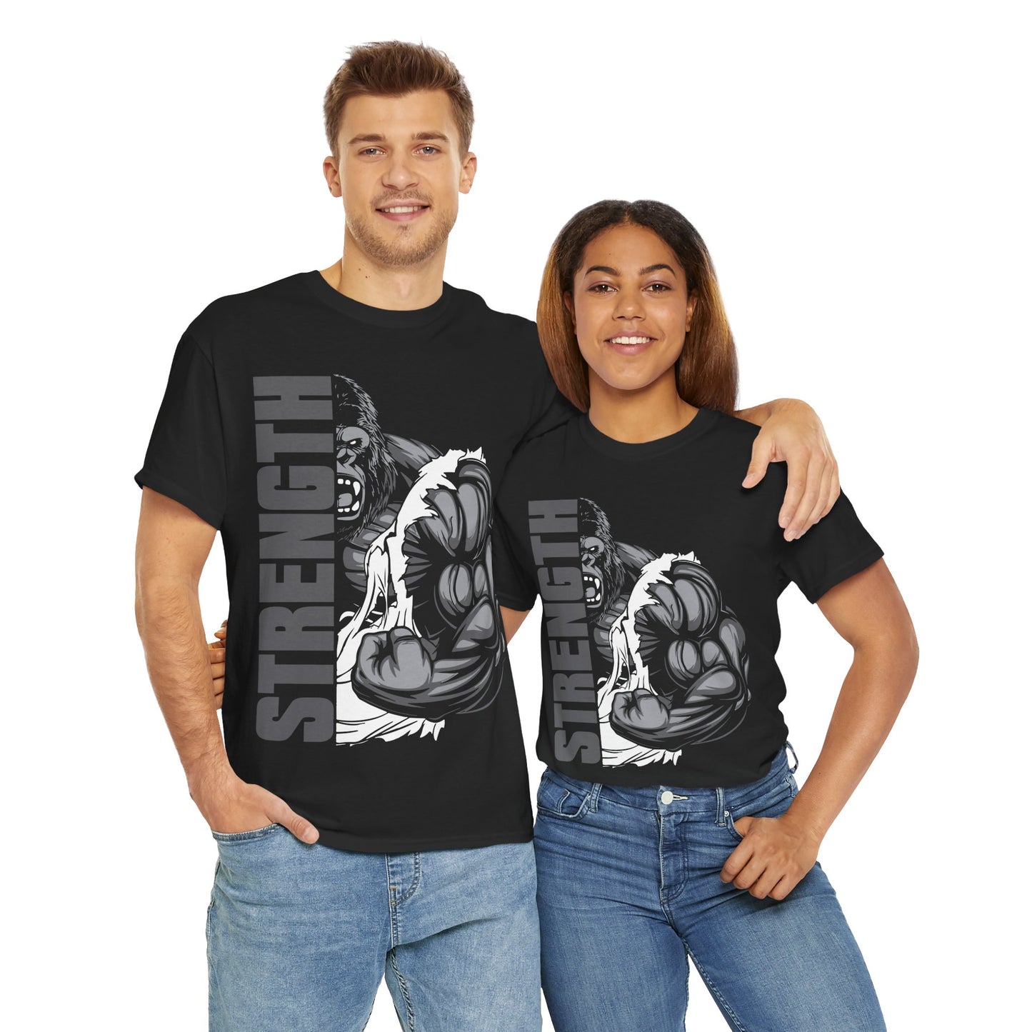 Strength Unisex Heavy Cotton Tee - Motivational Shirt for Fitness Enthusiasts Black