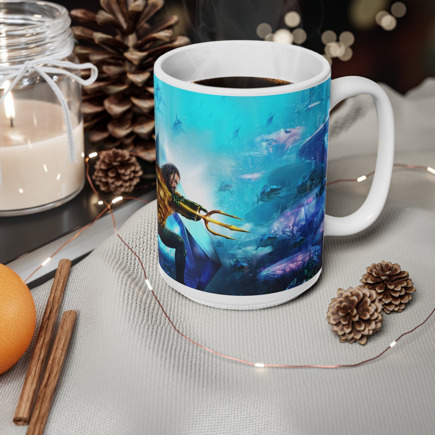 Aquatic Hero Ceramic Coffee Cups – 11oz & 15oz | Perfect Gift for Movie Fans