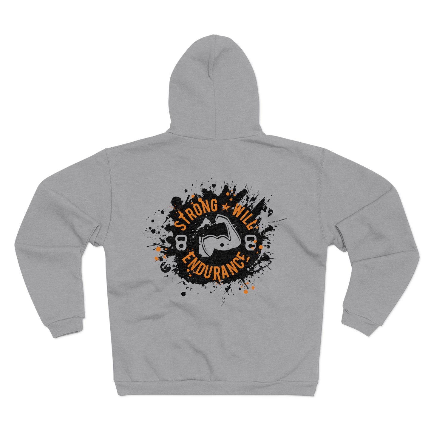 Strong Will Endurance Unisex Hooded Zip Sweatshirt - Motivational Fitness Apparel