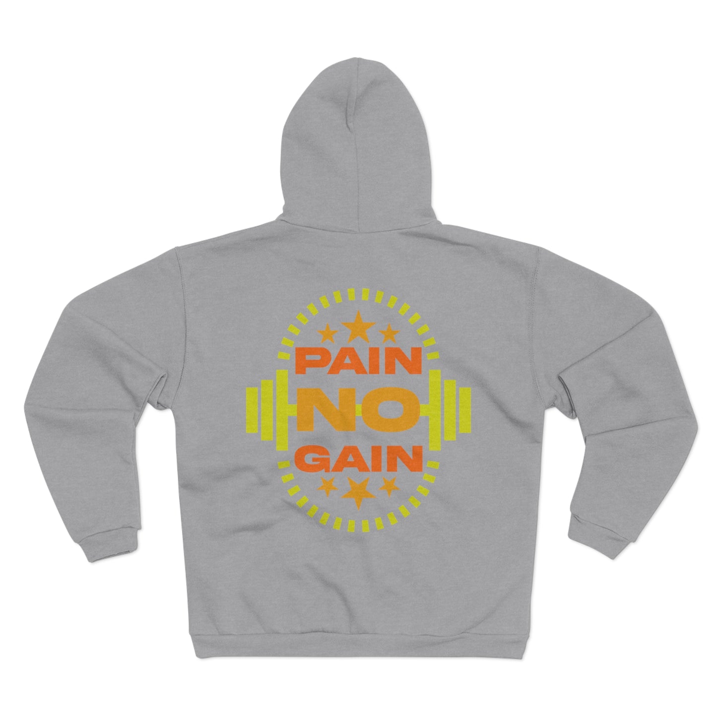 Motivational Pain No Gain Zip Hoodie for Fitness Enthusiasts