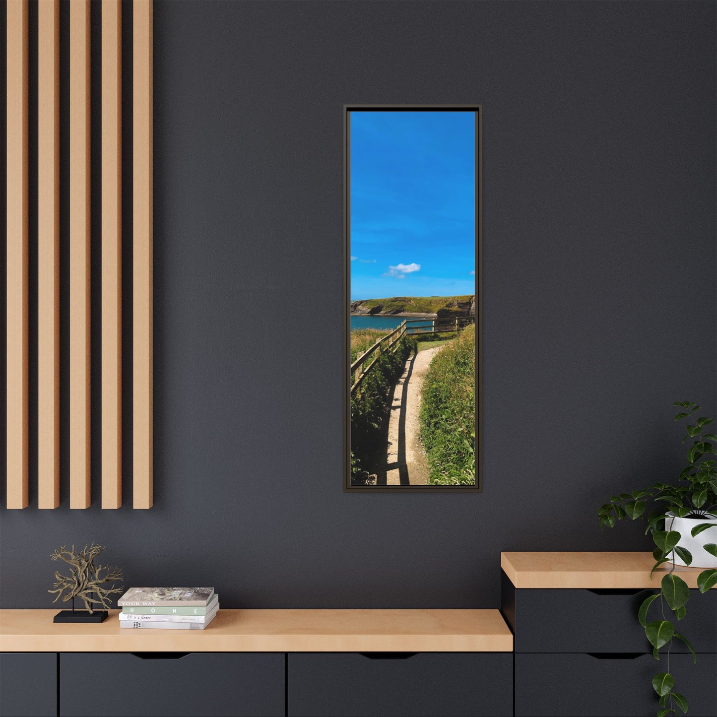 Cliff Trail Ballybunion Matte Canvas, Framed (Multi-color)