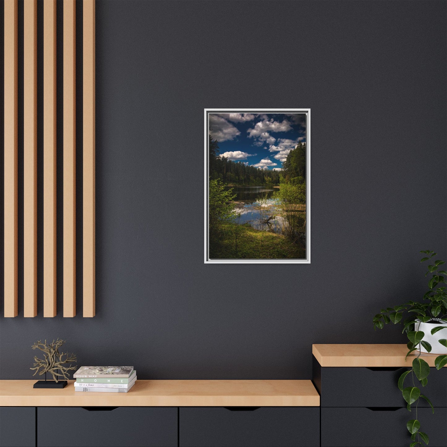 Vilnius Lake Matte Canvas, Framed (Multi-color)