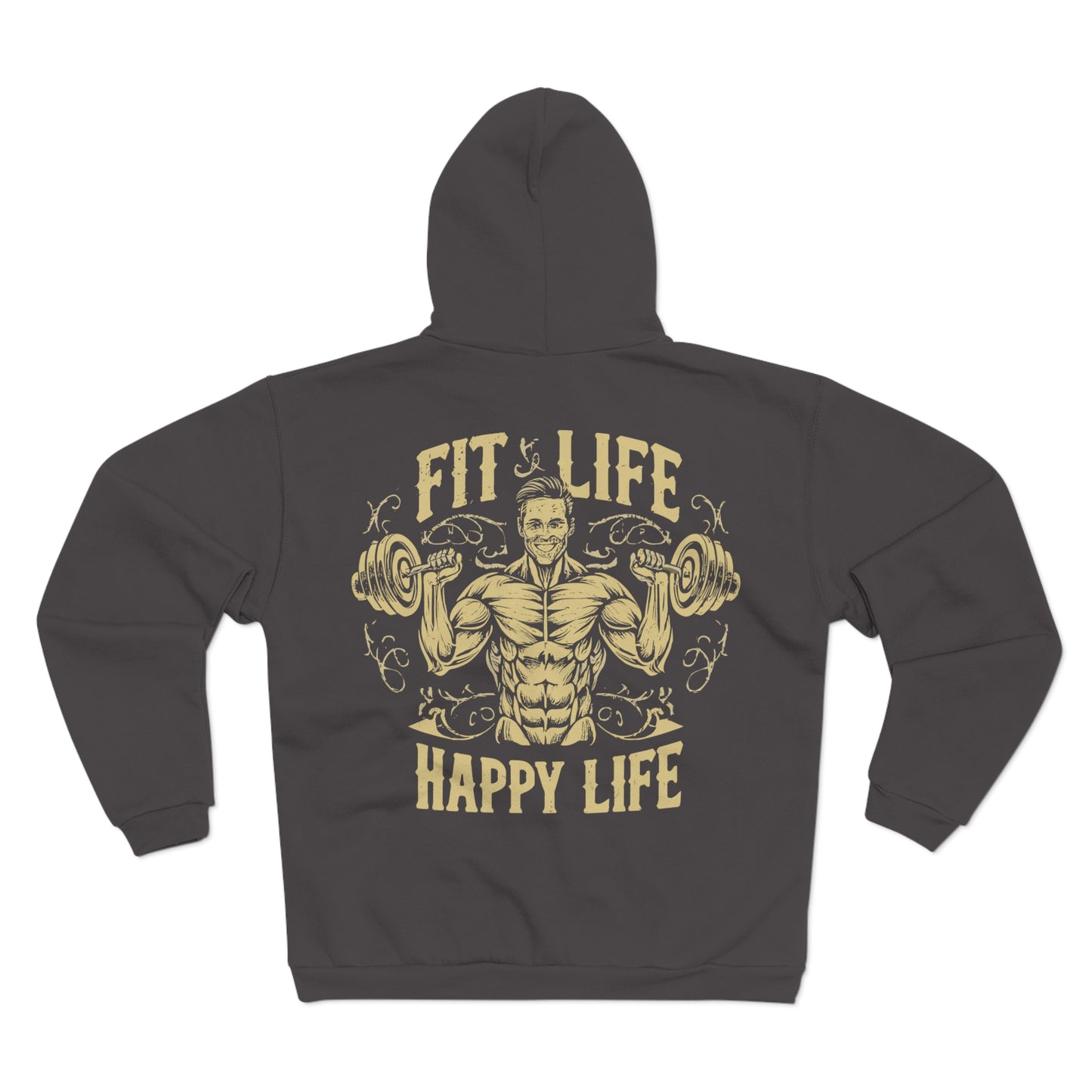 Fit Life Happy Life Unisex Zip Hoodie - Perfect for Fitness Enthusiasts