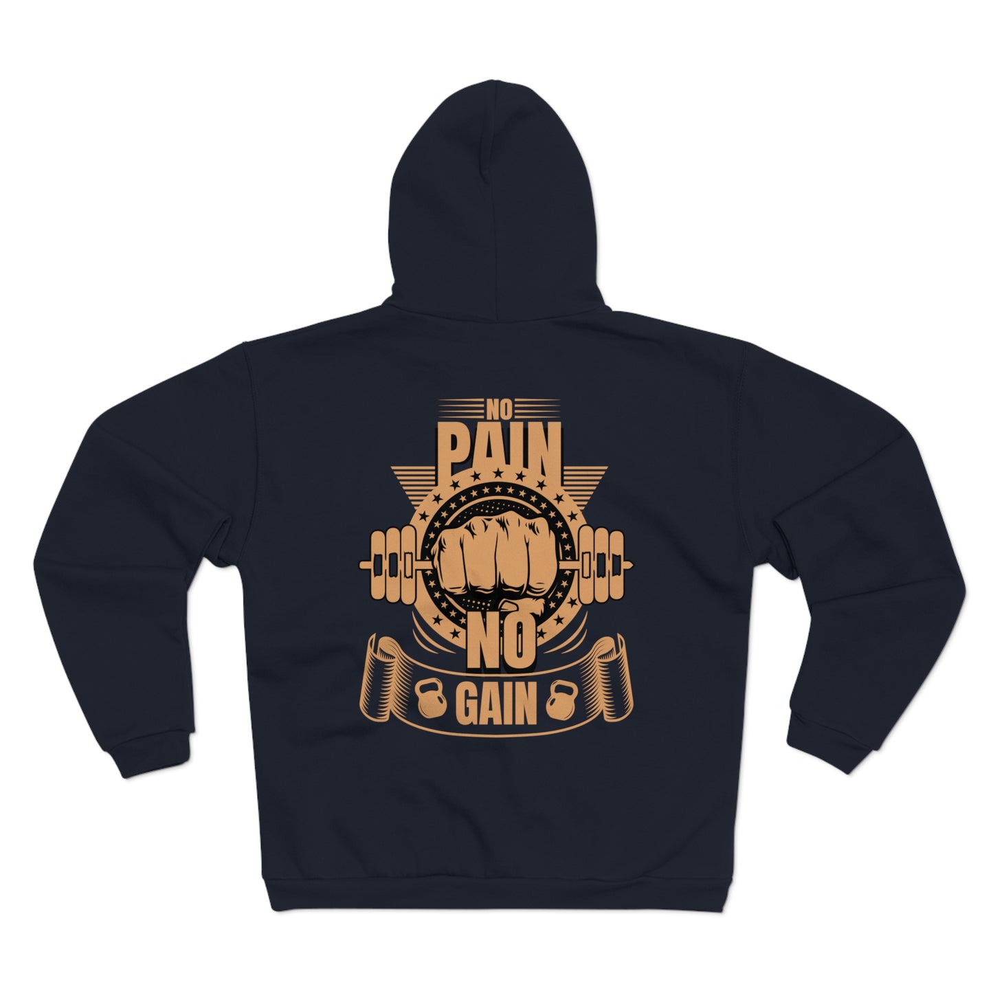 Motivational "No Pain No Gain" Unisex Hooded Zip Sweatshirt - Perfect for Gym Enthusiasts