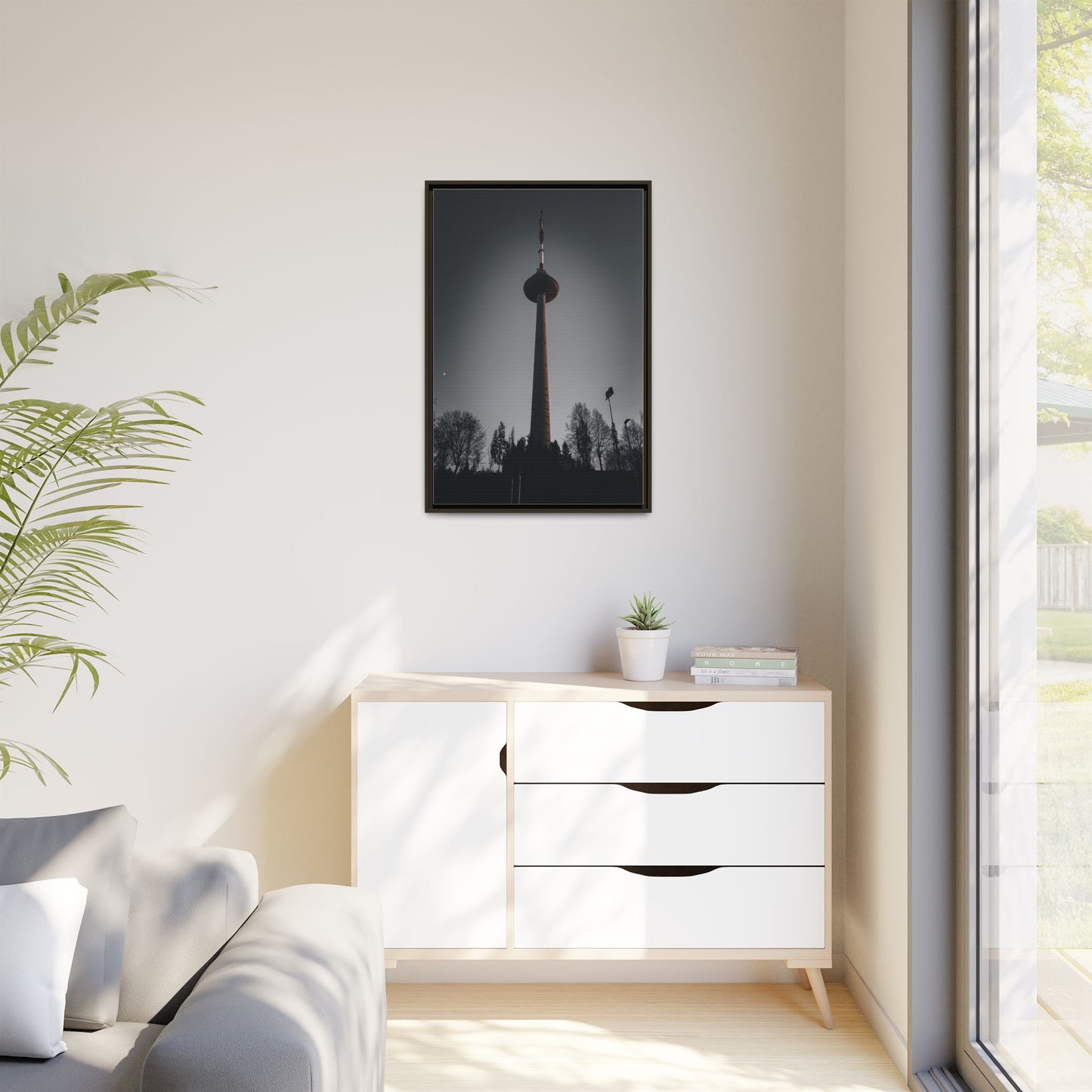 TV Tower Matte Canvas, Framed (Multi-color)
