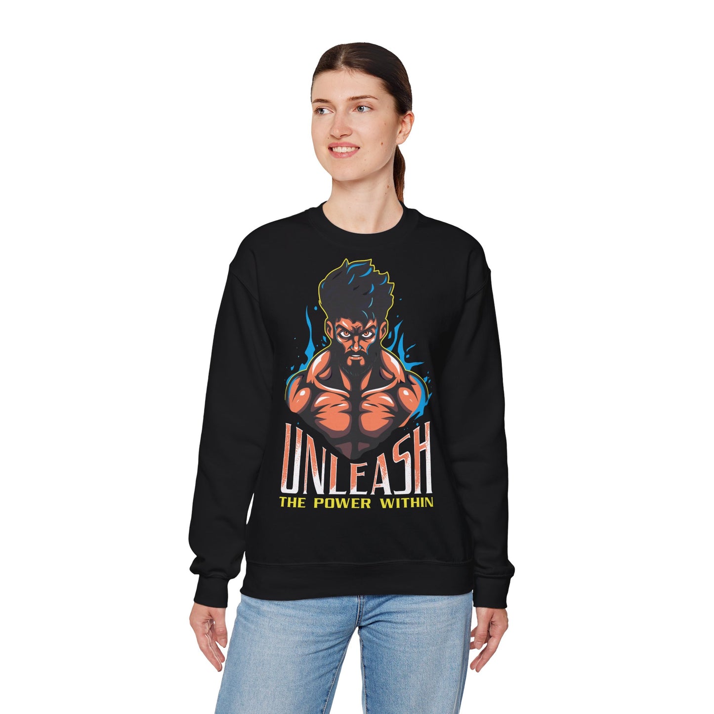 Unisex Heavy Blend™ Crewneck Sweatshirt - 'Unleash the Power Within' Graphic Sweatshirt for Motivation and Inspiration