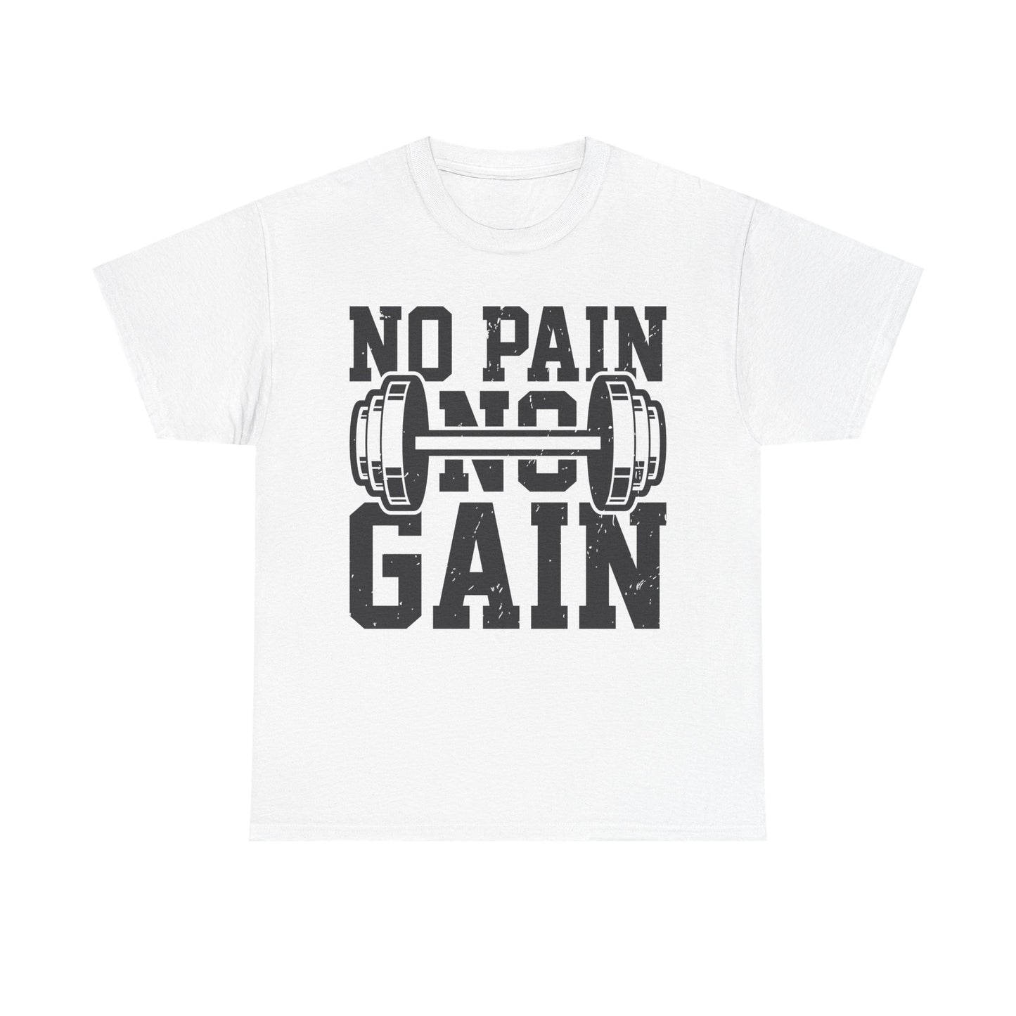 No Pain No Gain Workout Tee - Unisex Heavy Cotton T-Shirt for Fitness Enthusiasts