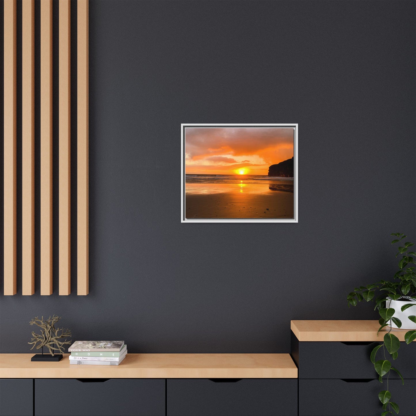 Sunset in Ballybunion Matte Canvas, Framed (Multi-color)