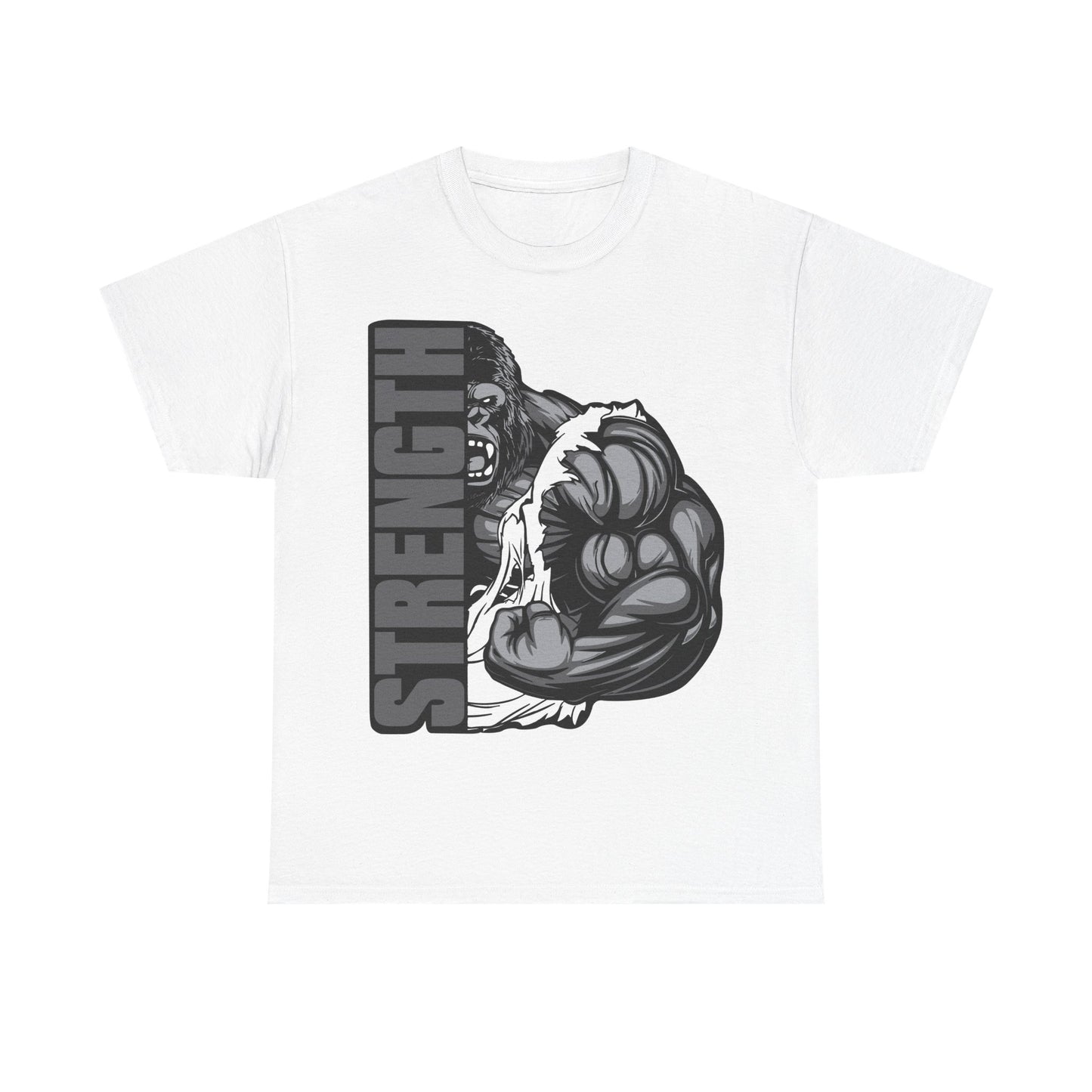 Strength Unisex Heavy Cotton Tee - Muscle Motivational T-Shirt for Gym Lovers White