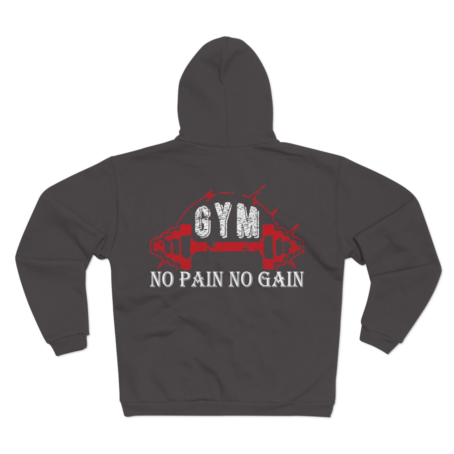 Unisex Gym Zip Sweatshirt - 'No Pain No Gain' - Perfect for Workout Enthusiasts