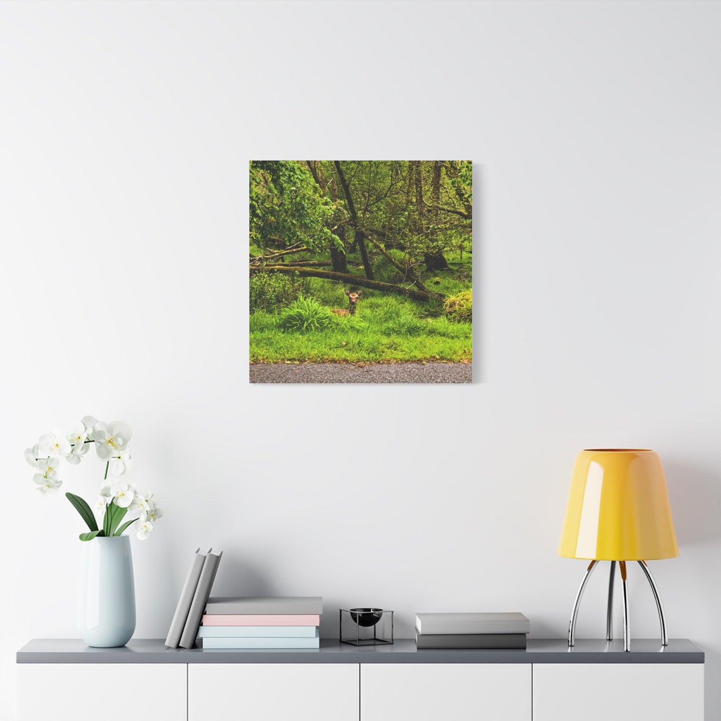 Deer in Ditch Matte Canvas, Stretched, 1.25"