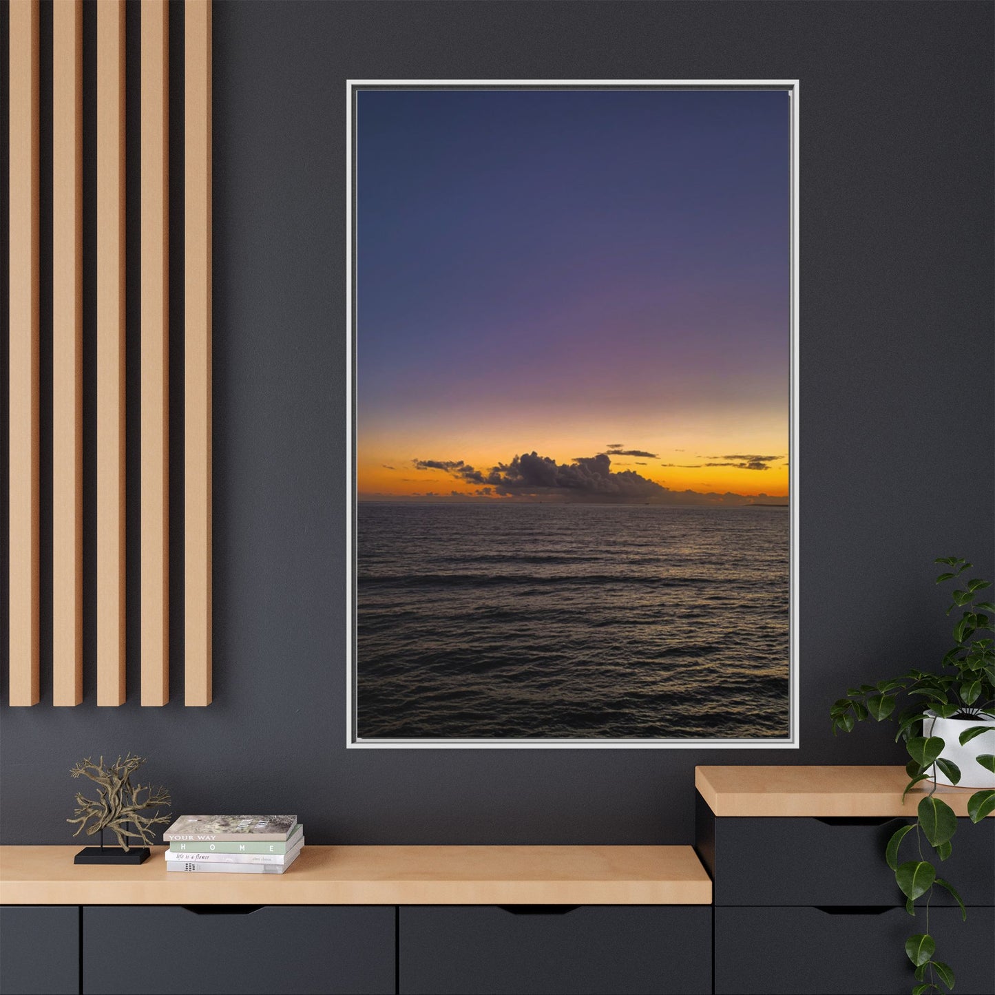 Sunset in Ocean 2 Matte Canvas, Framed (Multi-color)