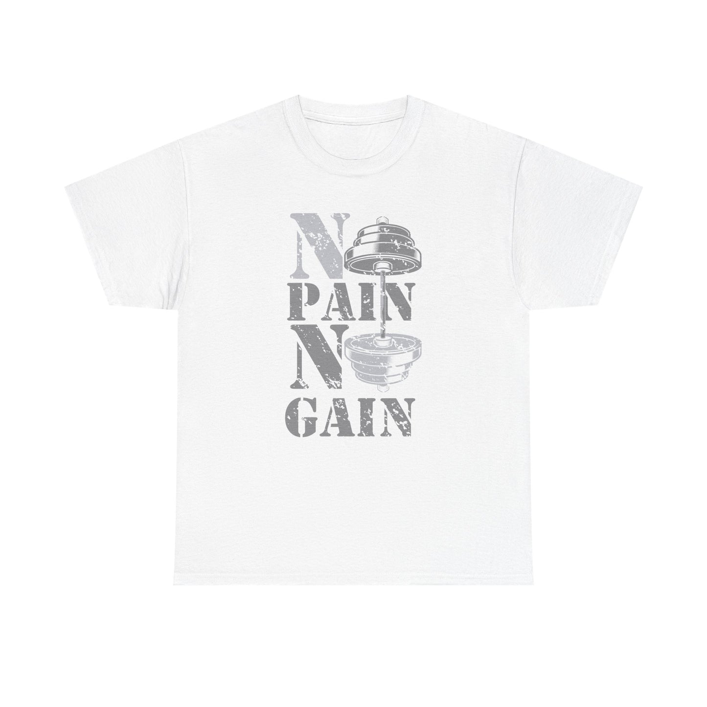 Unisex Heavy Cotton Tee - No Pain No Gain Fitness Shirt
