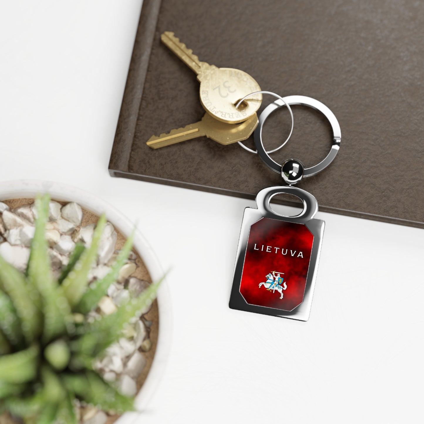 Personalized Lithuania Photo Keyring - Customizable Rectangle Keychain Gift