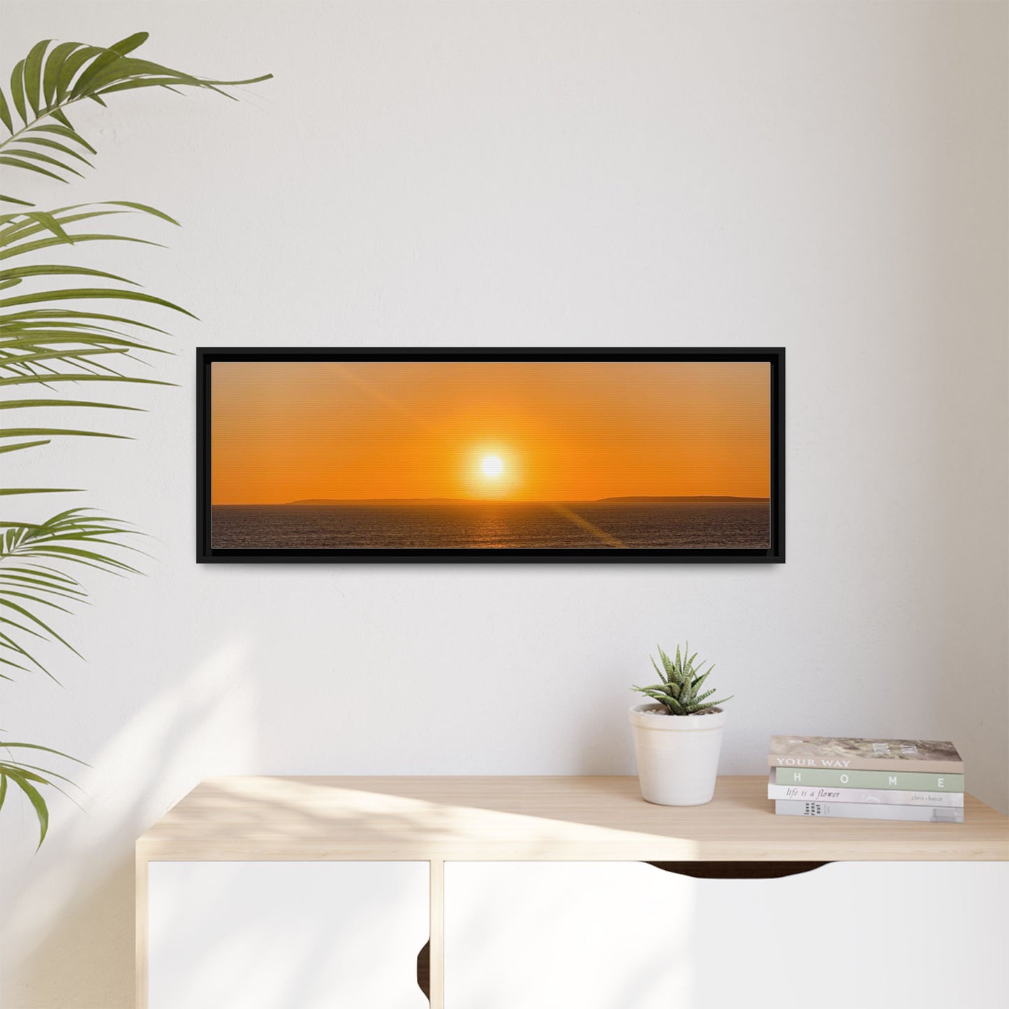 Sunset in Ocean Matte Canvas, Framed (Multi-color)