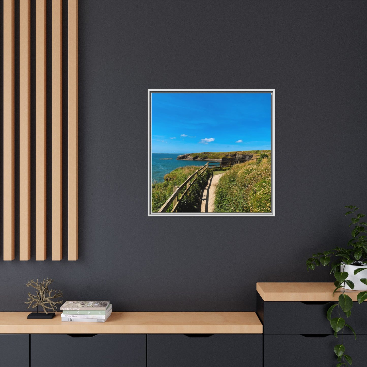 Cliff Trail Ballybunion Matte Canvas, Framed (Multi-color)