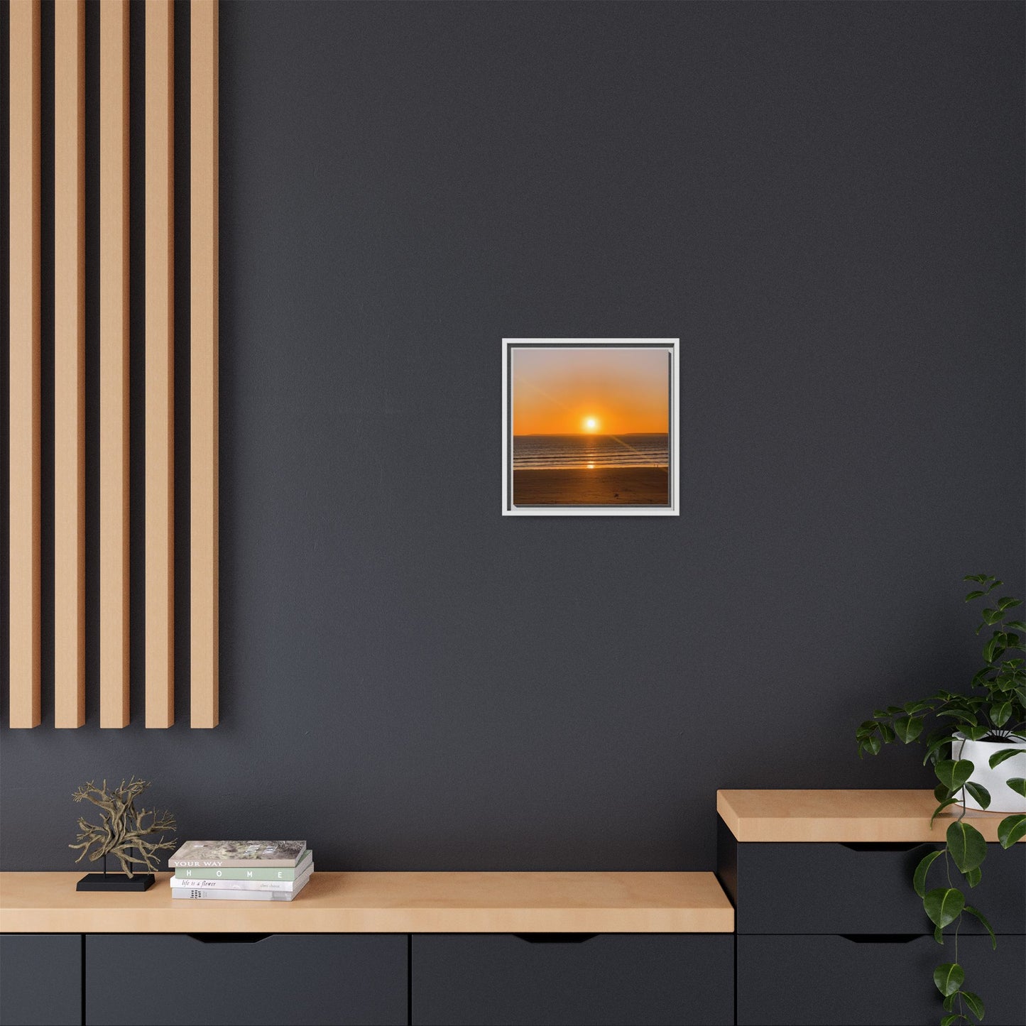 Sunset in Ocean Matte Canvas, Framed (Multi-color)